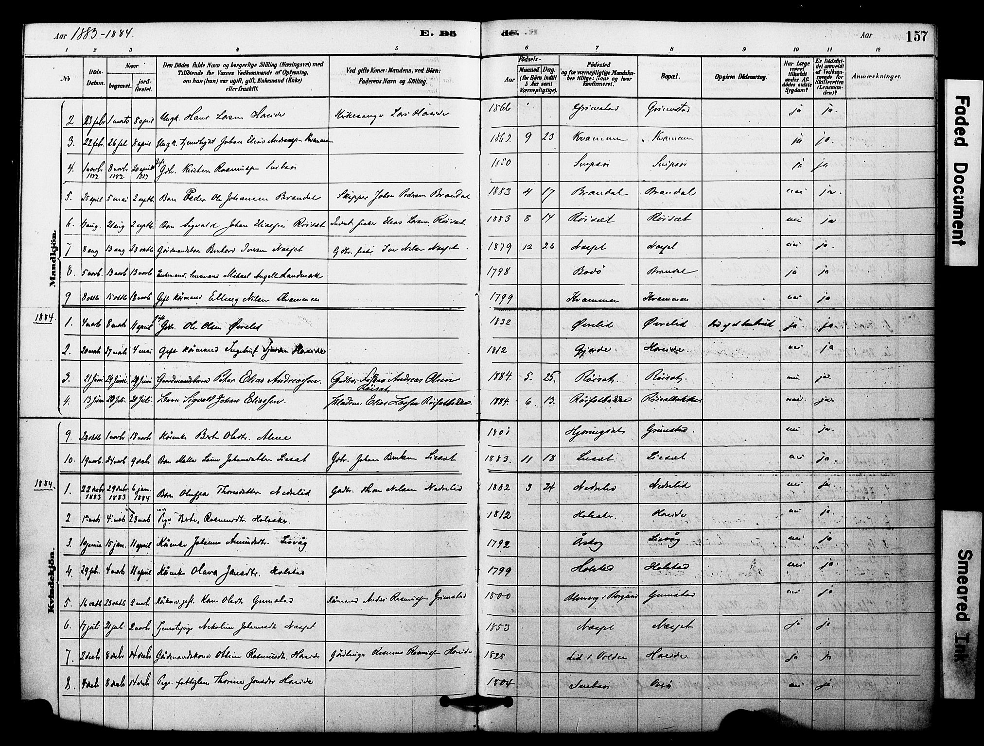 Ministerialprotokoller, klokkerbøker og fødselsregistre - Møre og Romsdal, SAT/A-1454/510/L0122: Parish register (official) no. 510A02, 1878-1897, p. 157