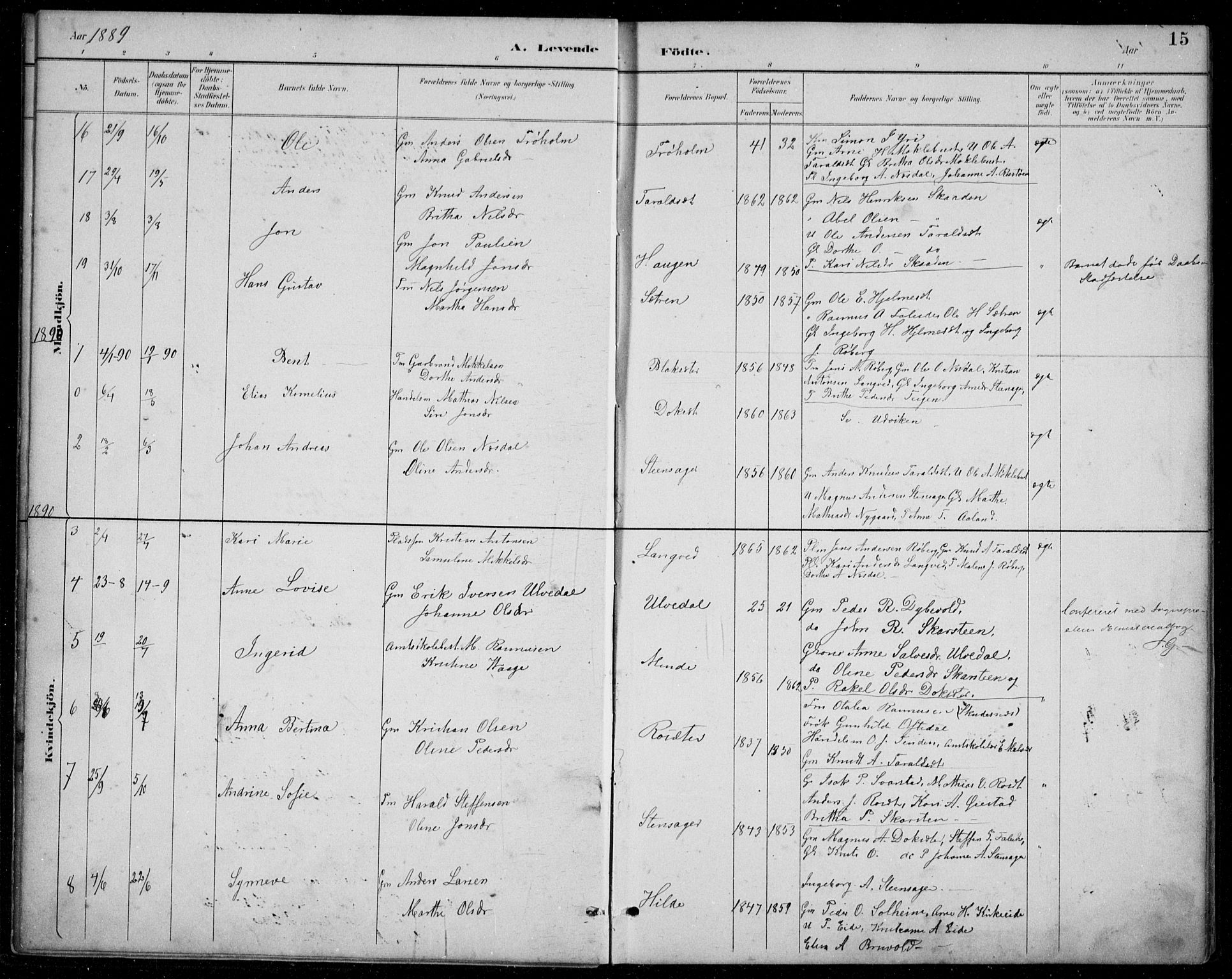 Innvik sokneprestembete, SAB/A-80501: Parish register (copy) no. A 3, 1886-1912, p. 15