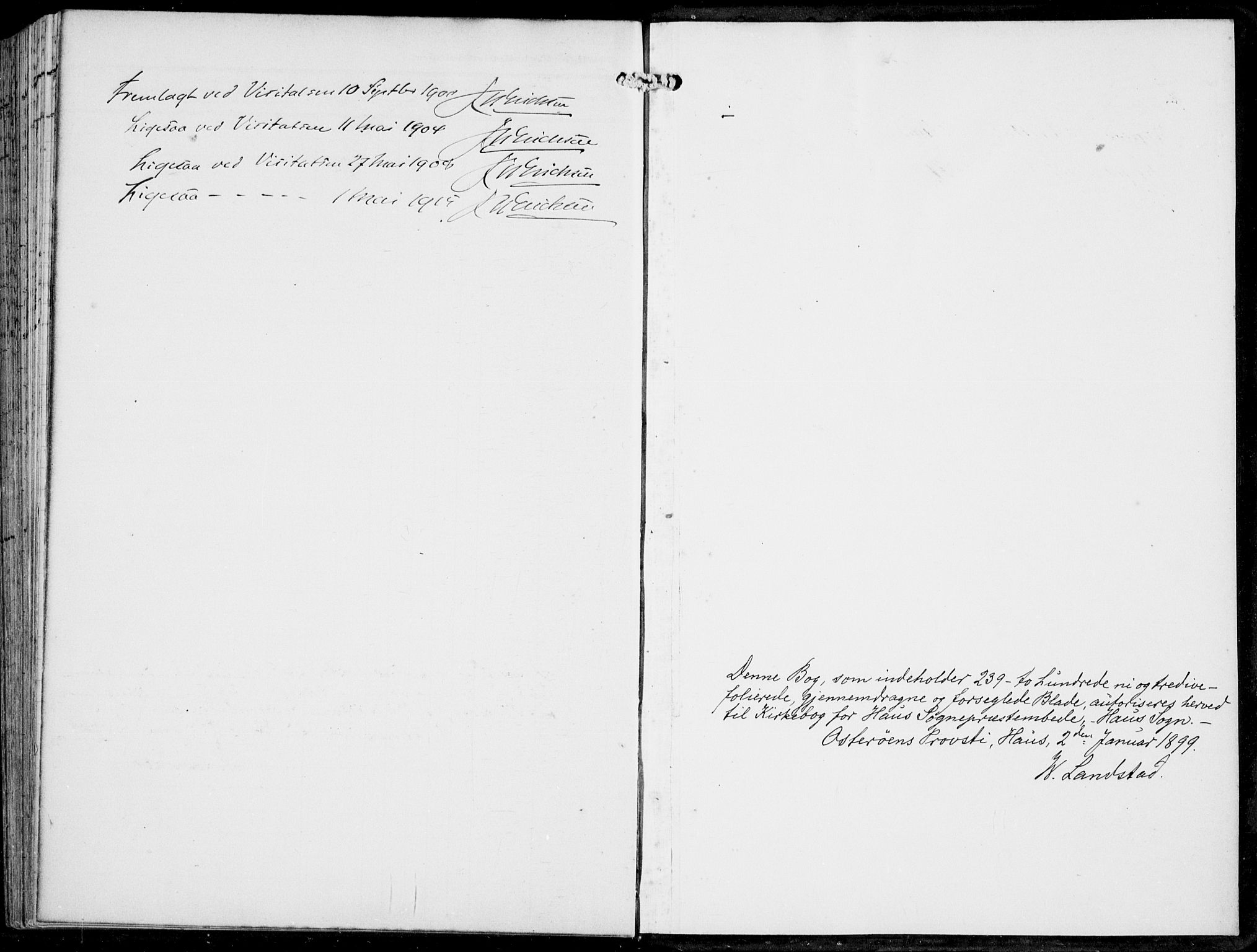 Haus sokneprestembete, SAB/A-75601/H/Haa: Parish register (official) no. B  2, 1899-1912