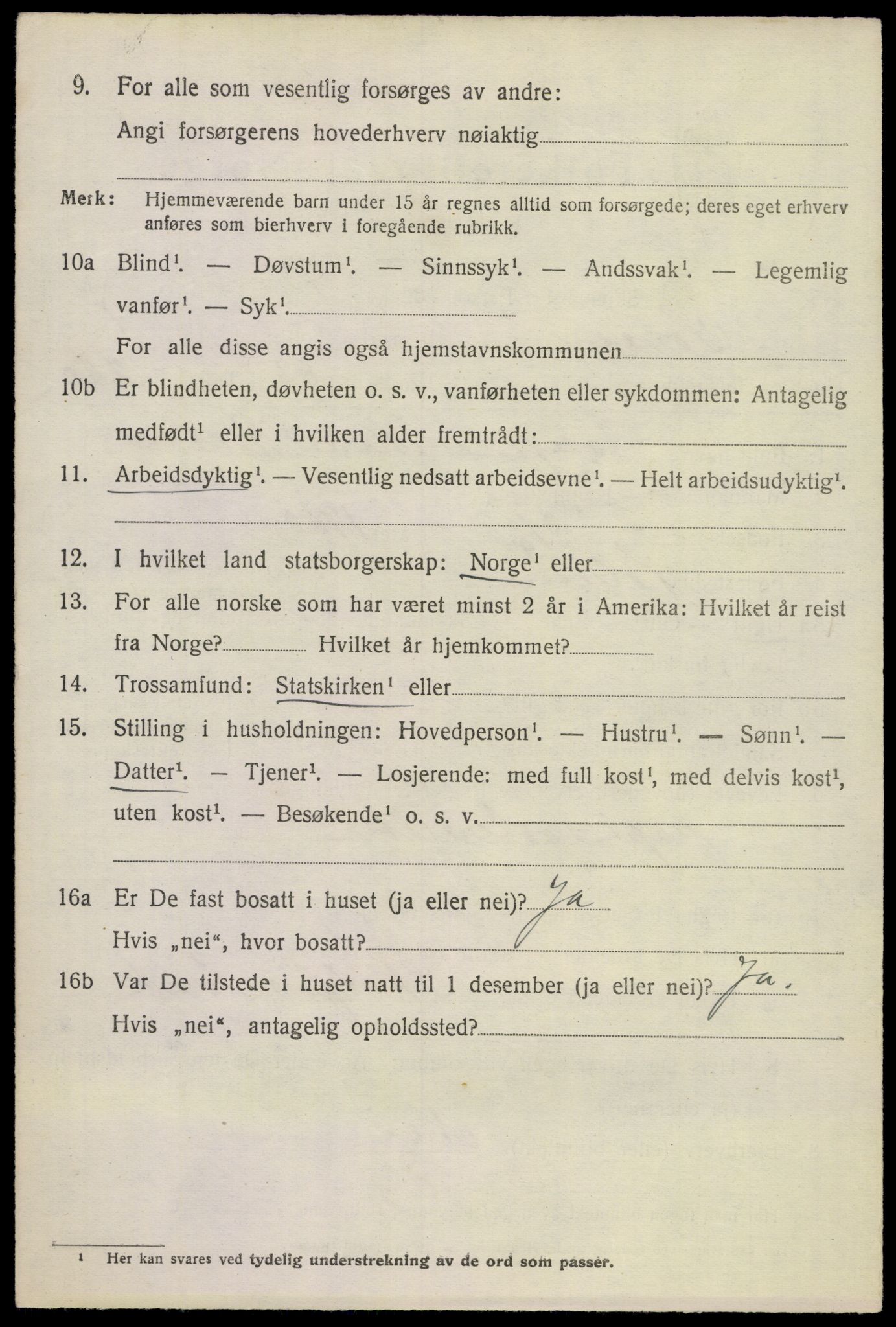 SAKO, 1920 census for Solum, 1920, p. 6989