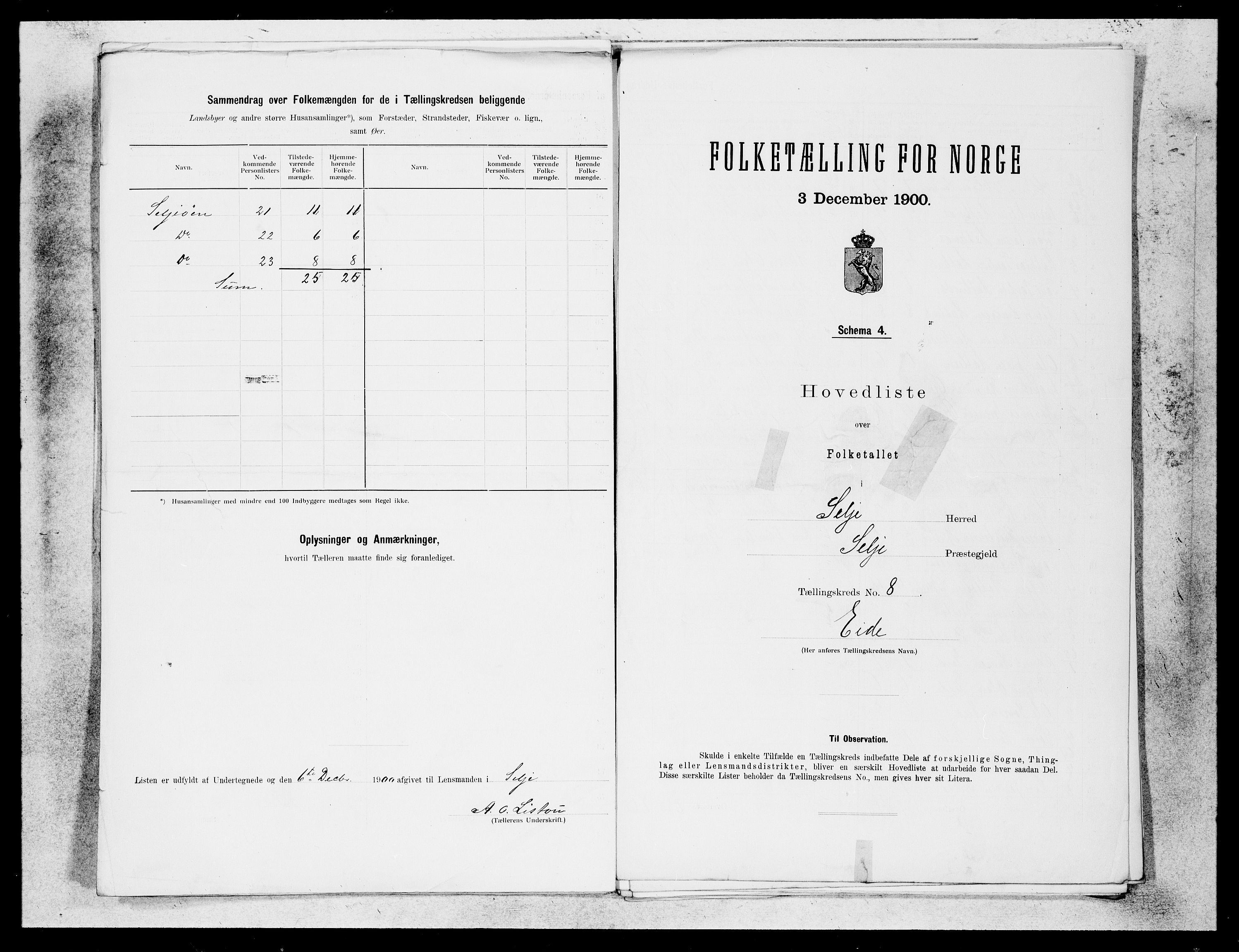 SAB, 1900 census for Selje, 1900, p. 15