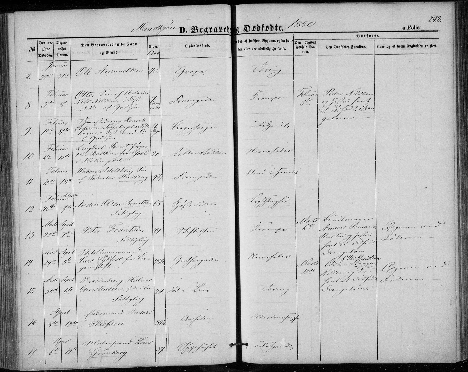 Bragernes kirkebøker, AV/SAKO-A-6/F/Fb/L0002: Parish register (official) no. II 2, 1848-1859, p. 292