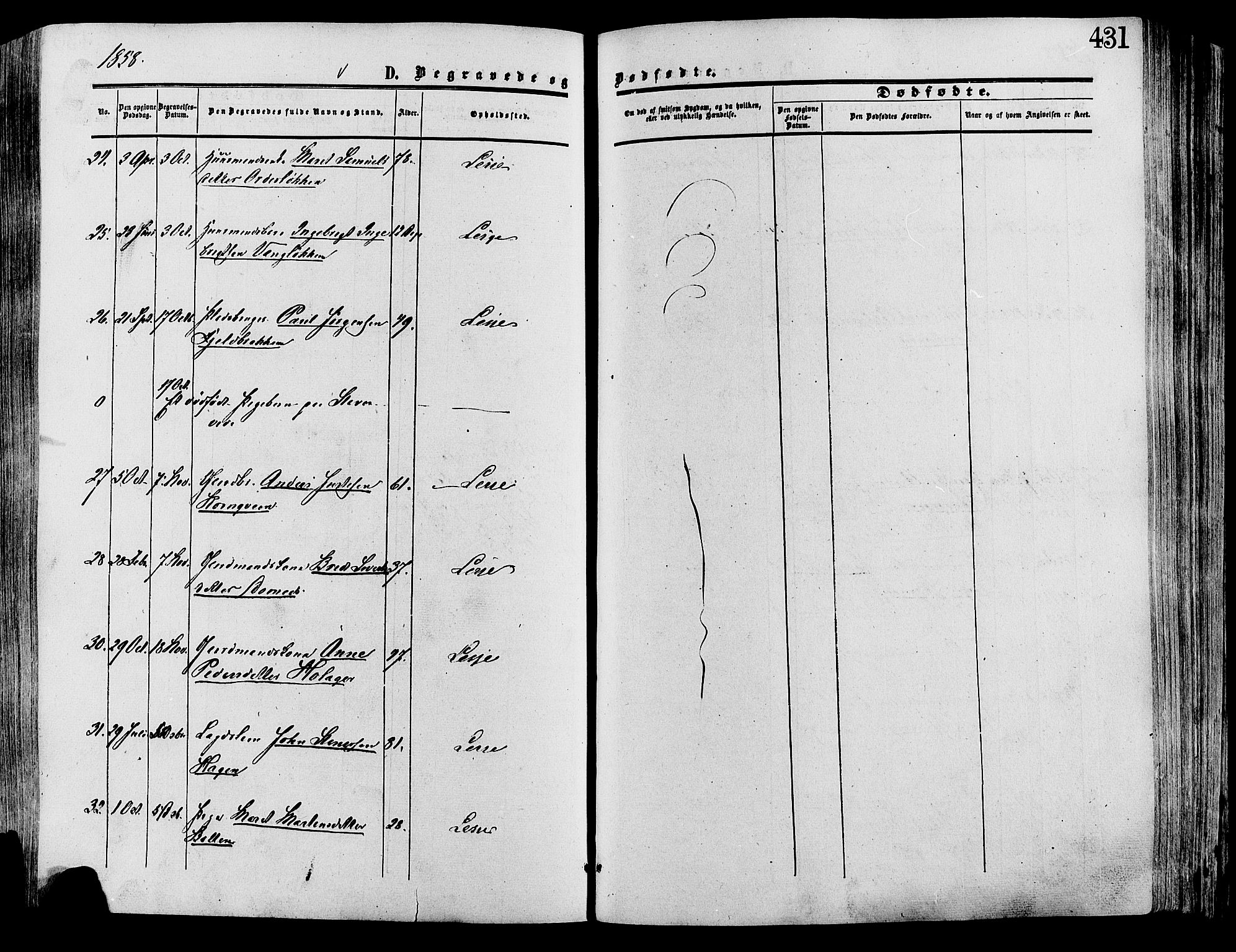 Lesja prestekontor, SAH/PREST-068/H/Ha/Haa/L0008: Parish register (official) no. 8, 1854-1880, p. 431