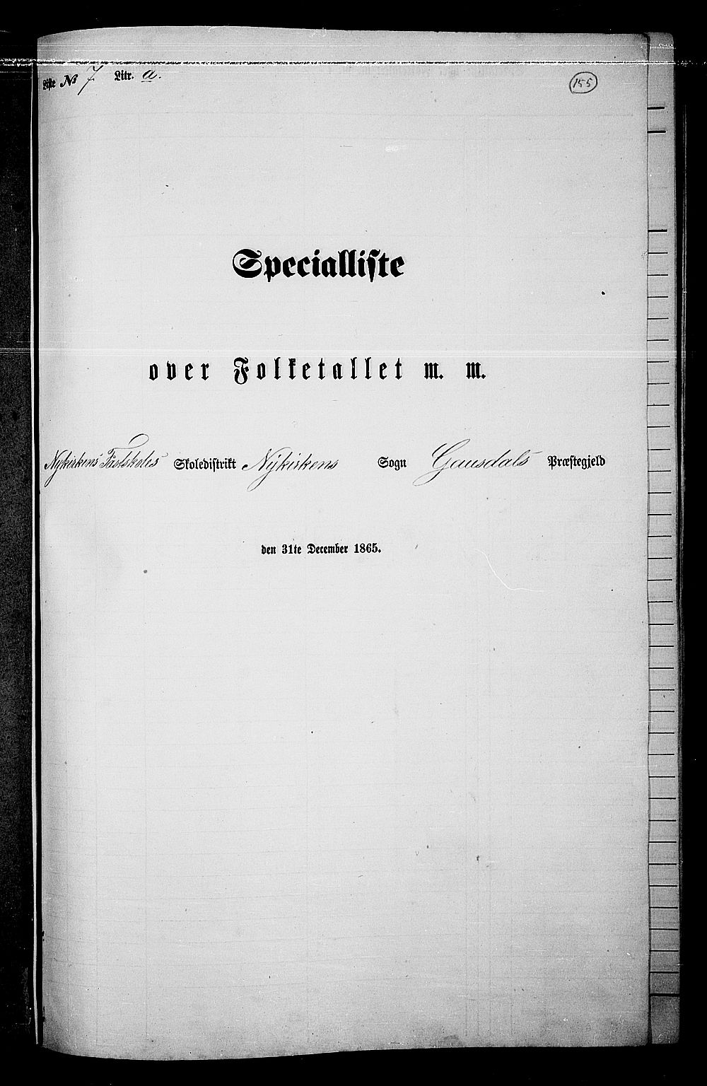 RA, 1865 census for Gausdal, 1865, p. 133