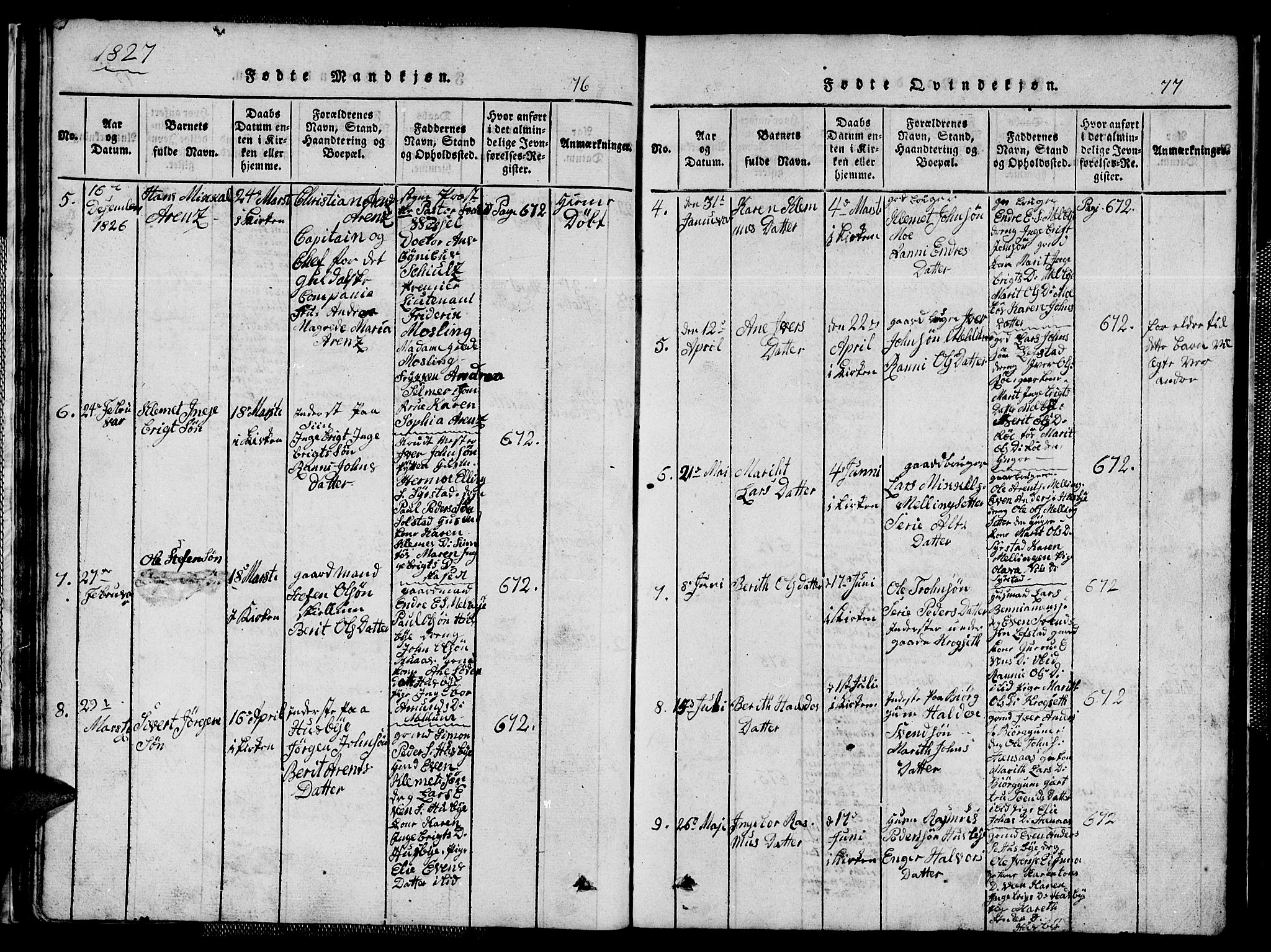 Ministerialprotokoller, klokkerbøker og fødselsregistre - Sør-Trøndelag, SAT/A-1456/667/L0796: Parish register (copy) no. 667C01, 1817-1836, p. 76-77