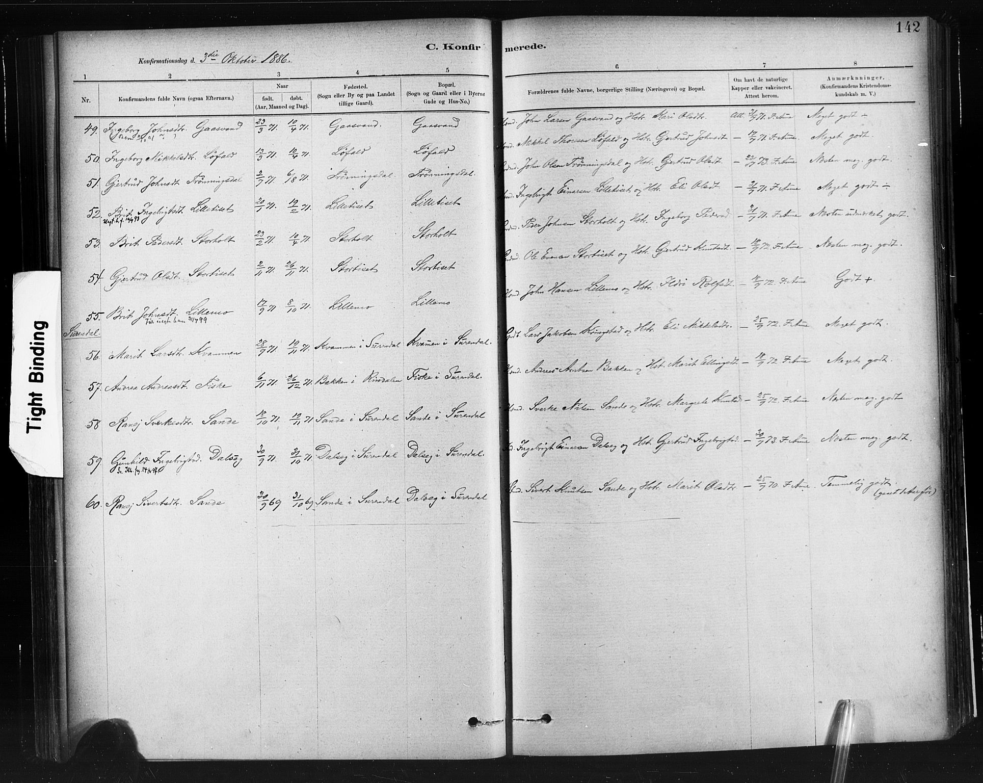 Ministerialprotokoller, klokkerbøker og fødselsregistre - Møre og Romsdal, AV/SAT-A-1454/598/L1069: Parish register (official) no. 598A03, 1882-1895, p. 142