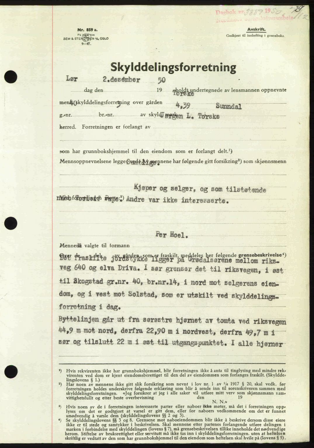 Nordmøre sorenskriveri, AV/SAT-A-4132/1/2/2Ca: Mortgage book no. A117, 1950-1950, Diary no: : 3889/1950