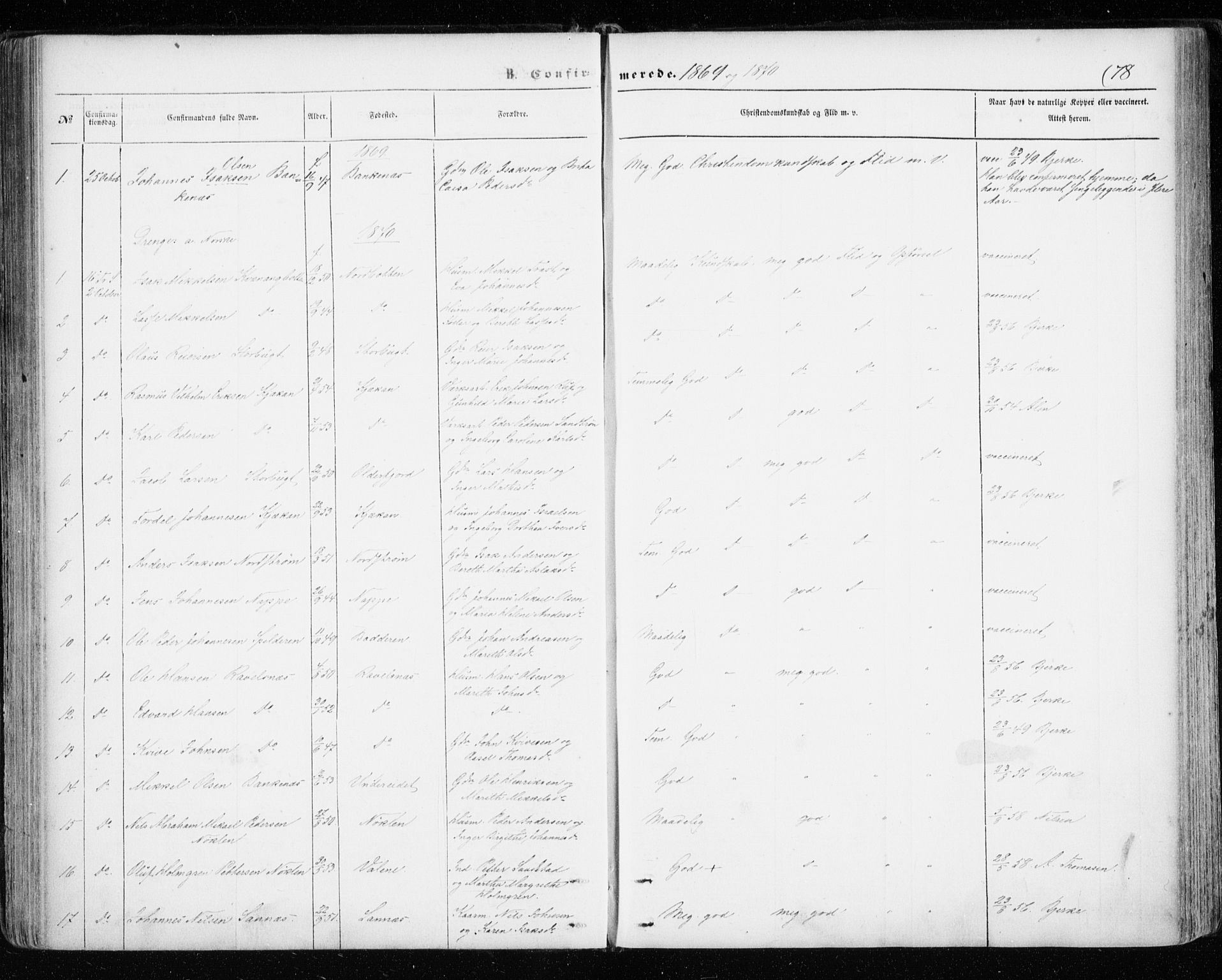 Skjervøy sokneprestkontor, SATØ/S-1300/H/Ha/Haa/L0011kirke: Parish register (official) no. 11, 1861-1877, p. 78