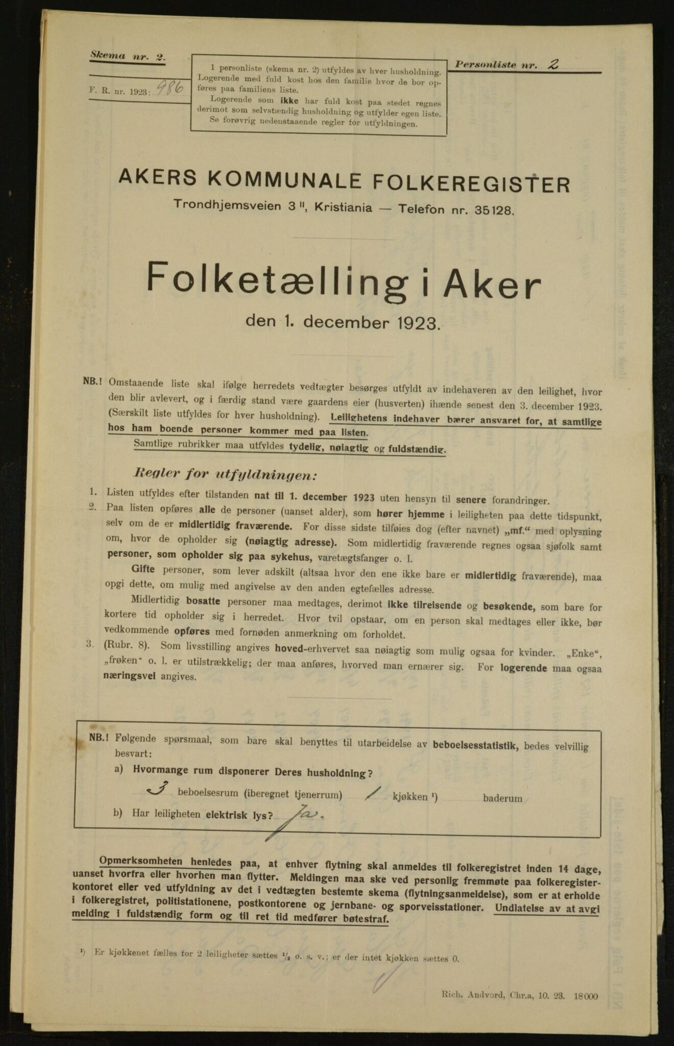 , Municipal Census 1923 for Aker, 1923, p. 28841