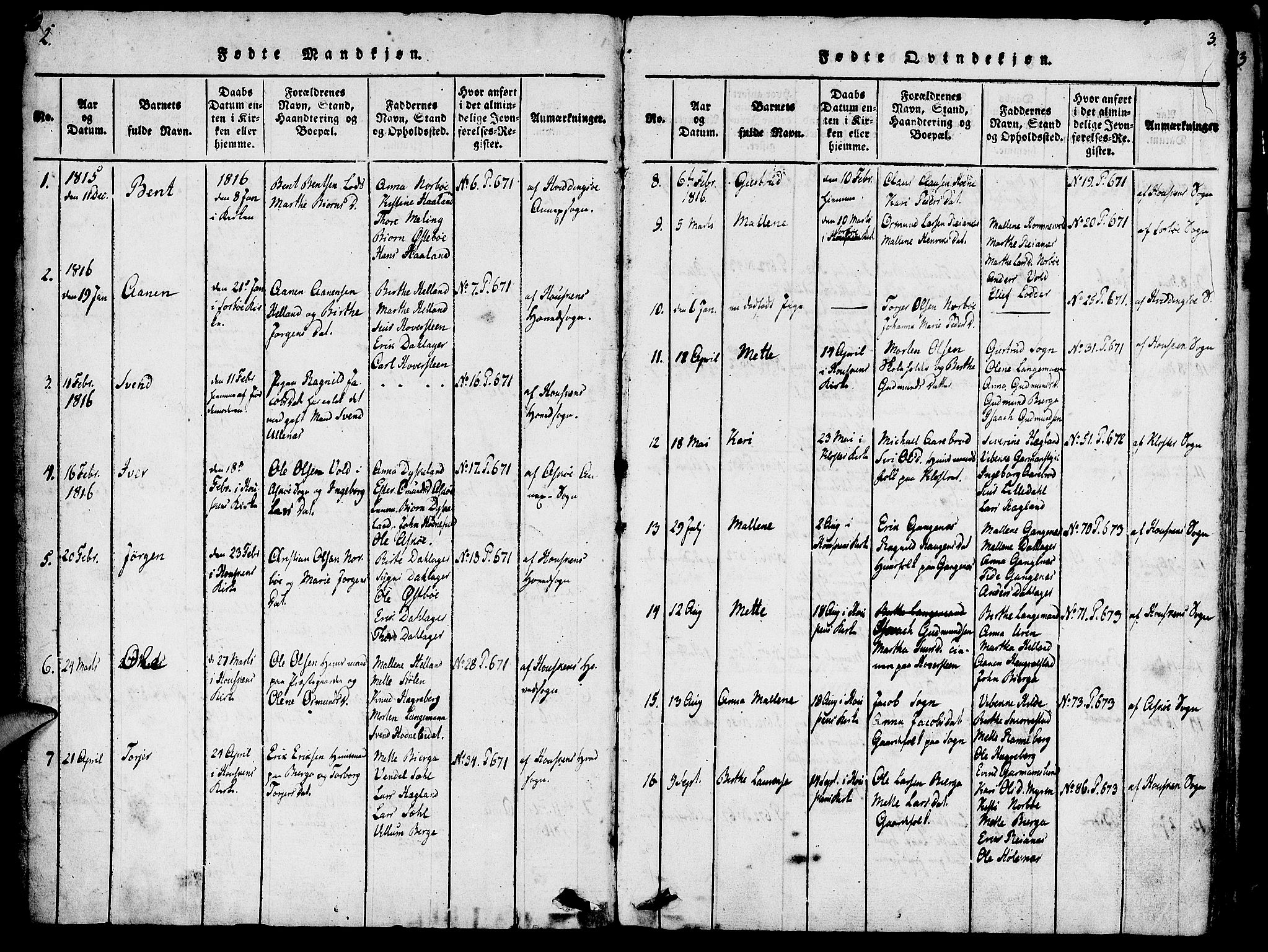Rennesøy sokneprestkontor, SAST/A -101827/H/Ha/Haa/L0004: Parish register (official) no. A 4, 1816-1837, p. 2-3