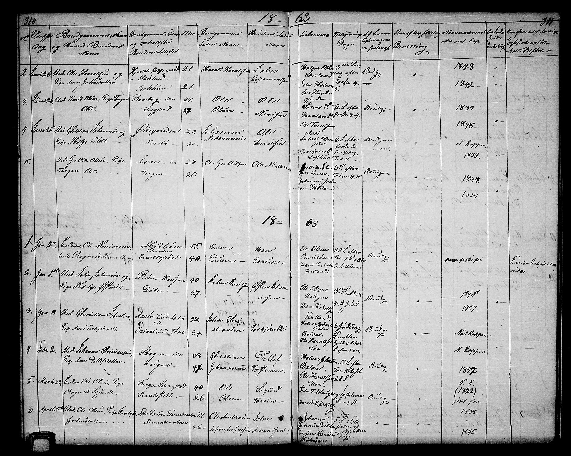 Hjartdal kirkebøker, SAKO/A-270/G/Ga/L0002: Parish register (copy) no. I 2, 1854-1888, p. 310-311