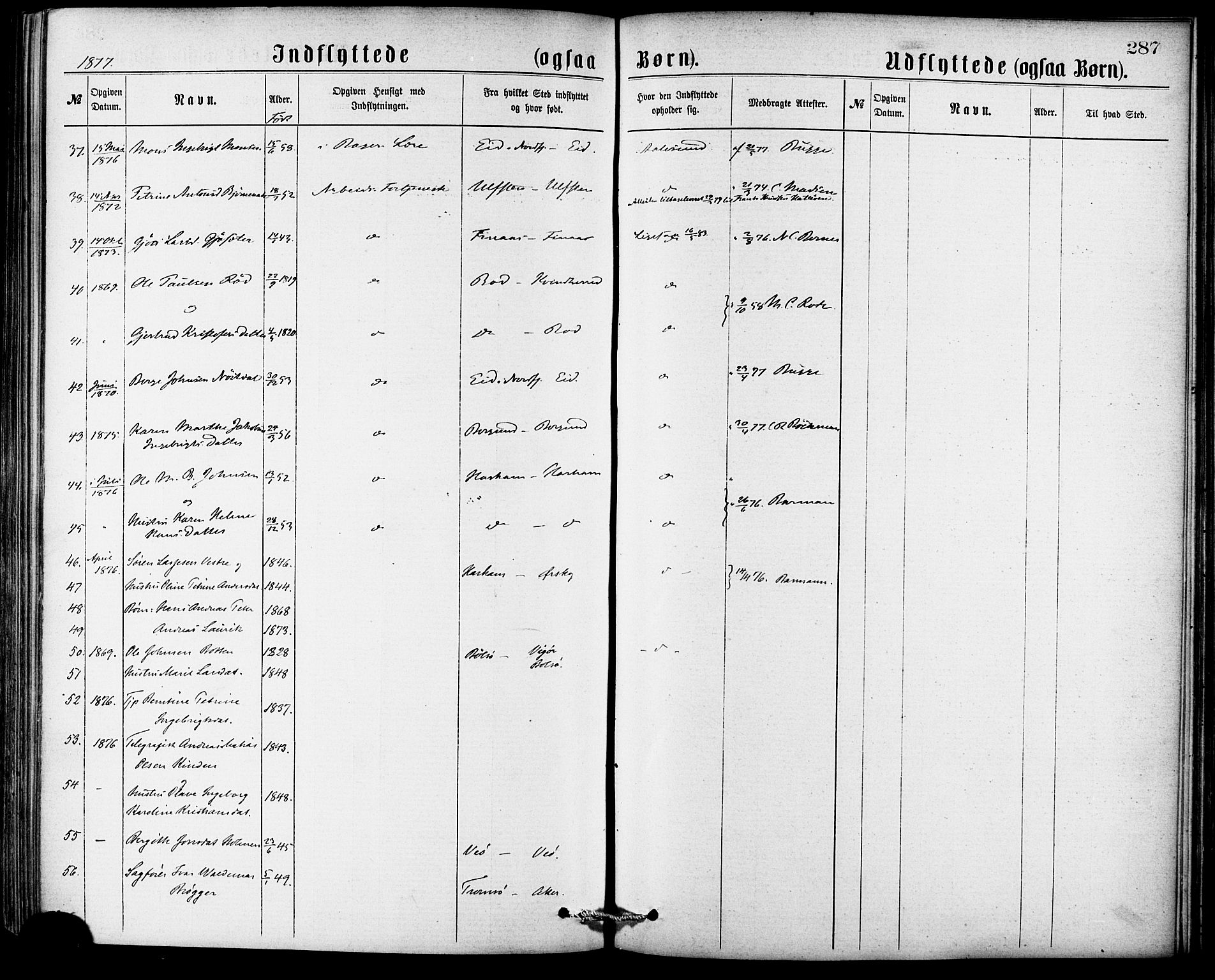 Ministerialprotokoller, klokkerbøker og fødselsregistre - Møre og Romsdal, AV/SAT-A-1454/529/L0453: Parish register (official) no. 529A03, 1872-1877, p. 287