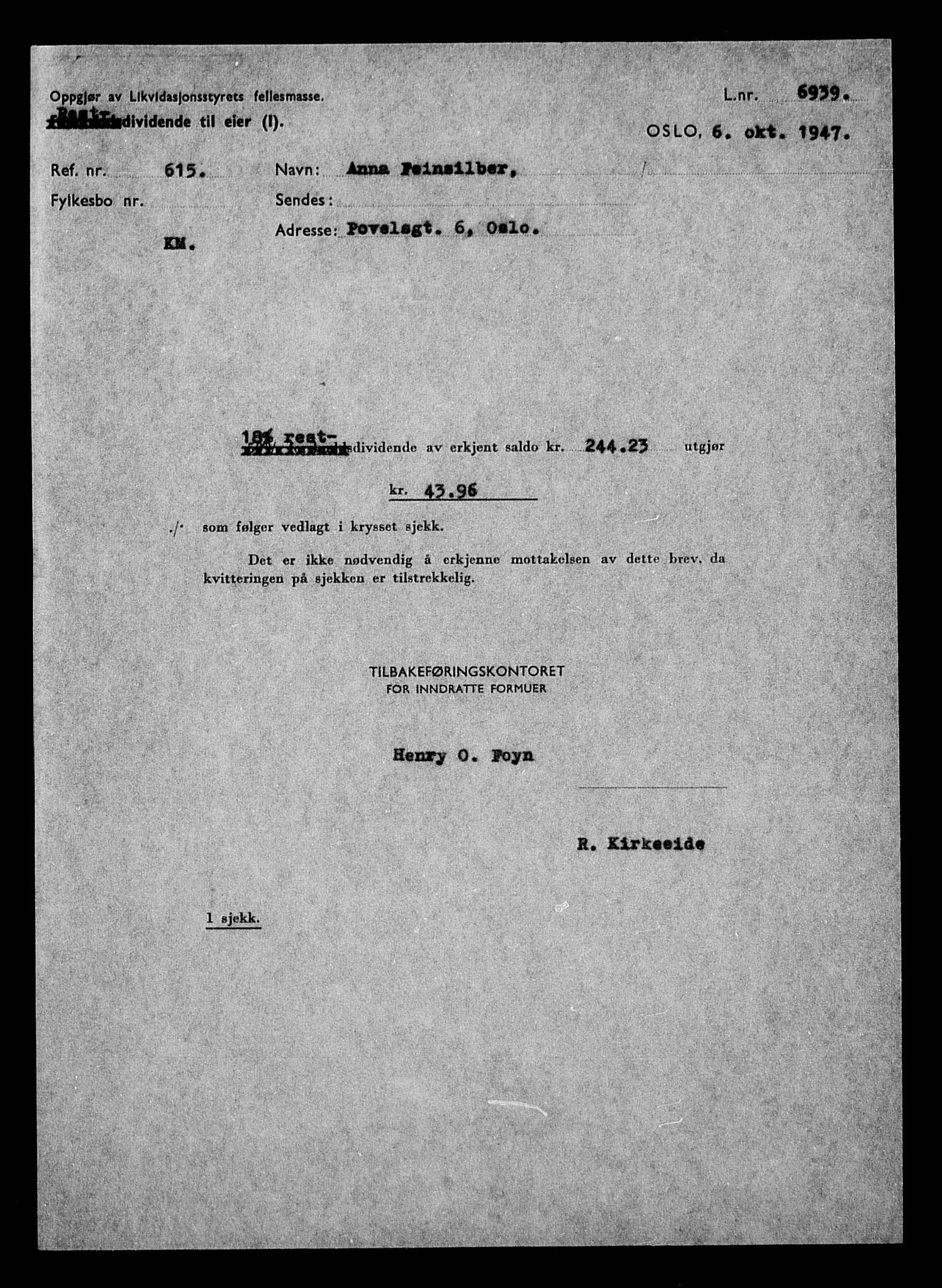 Justisdepartementet, Tilbakeføringskontoret for inndratte formuer, RA/S-1564/H/Hc/Hcc/L0934: --, 1945-1947, p. 538