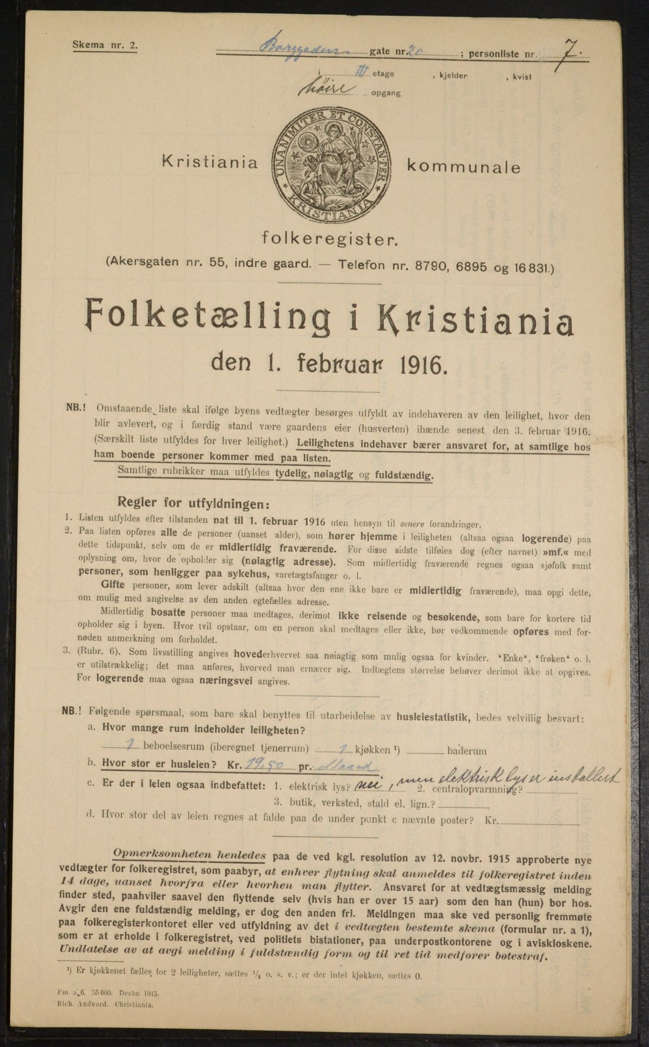 OBA, Municipal Census 1916 for Kristiania, 1916, p. 8105