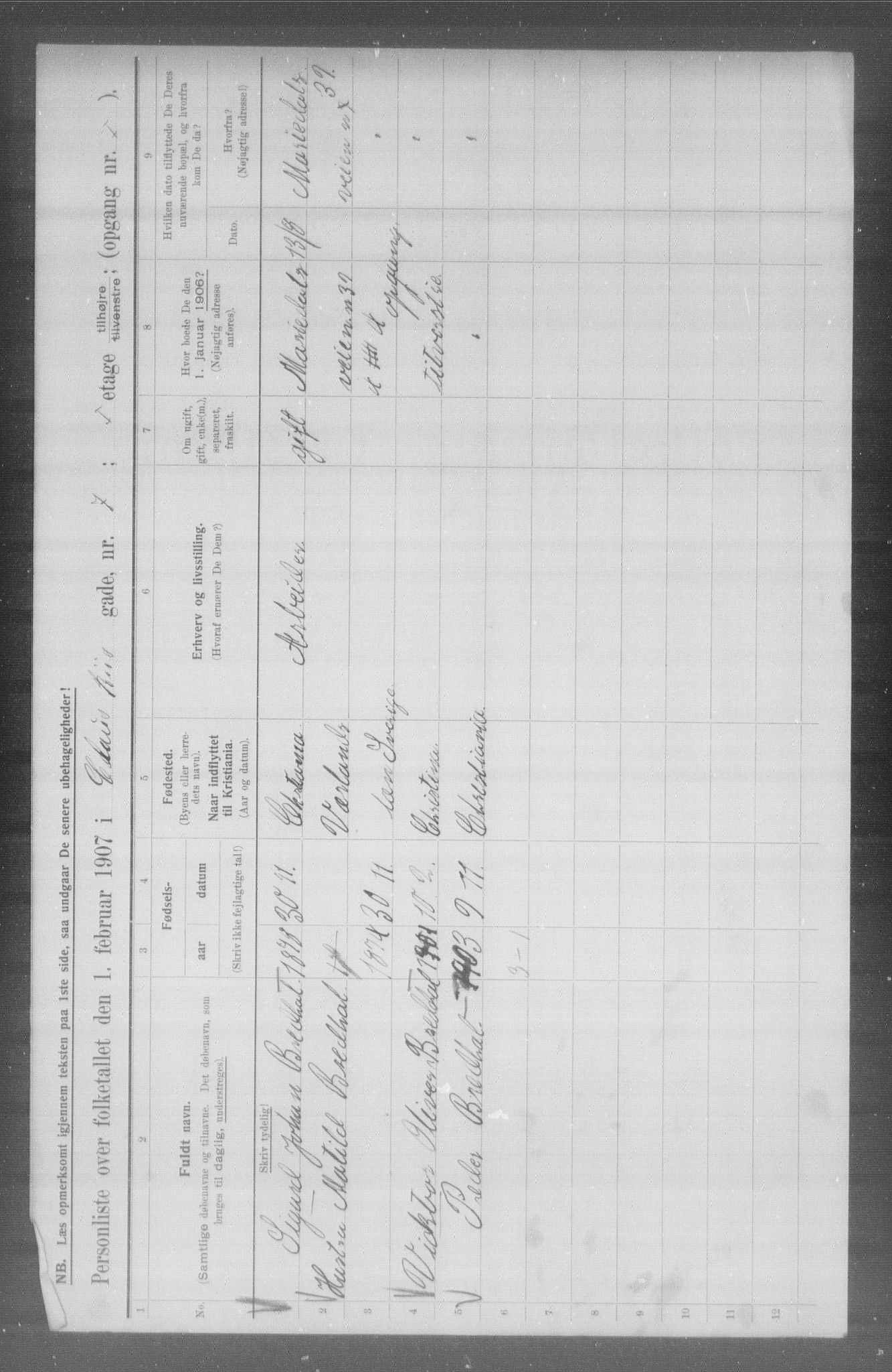 OBA, Municipal Census 1907 for Kristiania, 1907, p. 6621