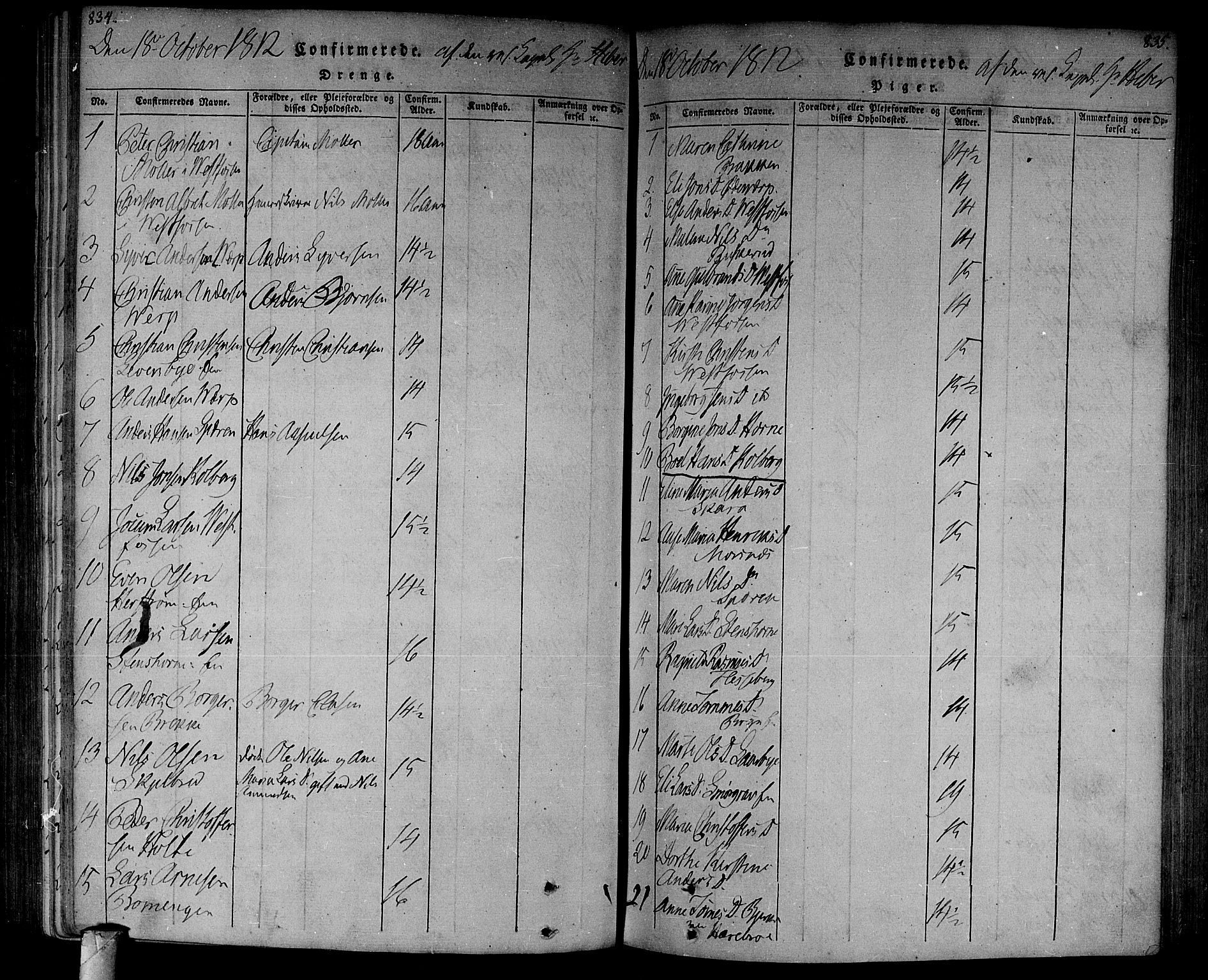 Eiker kirkebøker, AV/SAKO-A-4/F/Fa/L0010: Parish register (official) no. I 10, 1806-1815, p. 834-835