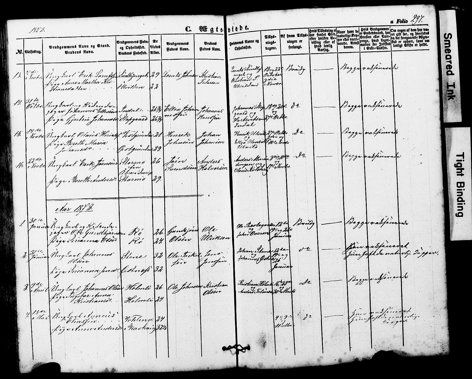 Ministerialprotokoller, klokkerbøker og fødselsregistre - Nord-Trøndelag, SAT/A-1458/724/L0268: Parish register (copy) no. 724C04, 1846-1878, p. 297