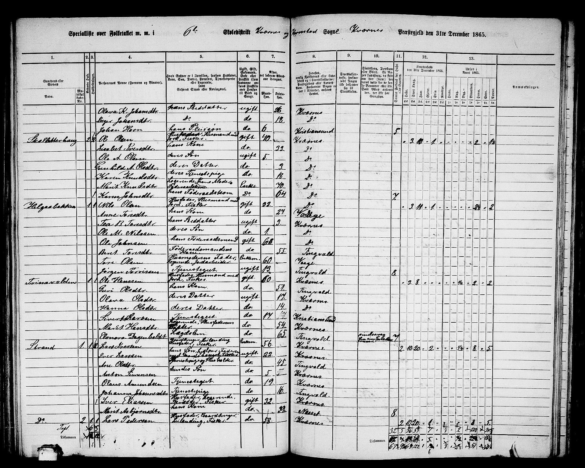 RA, 1865 census for Kvernes, 1865, p. 108