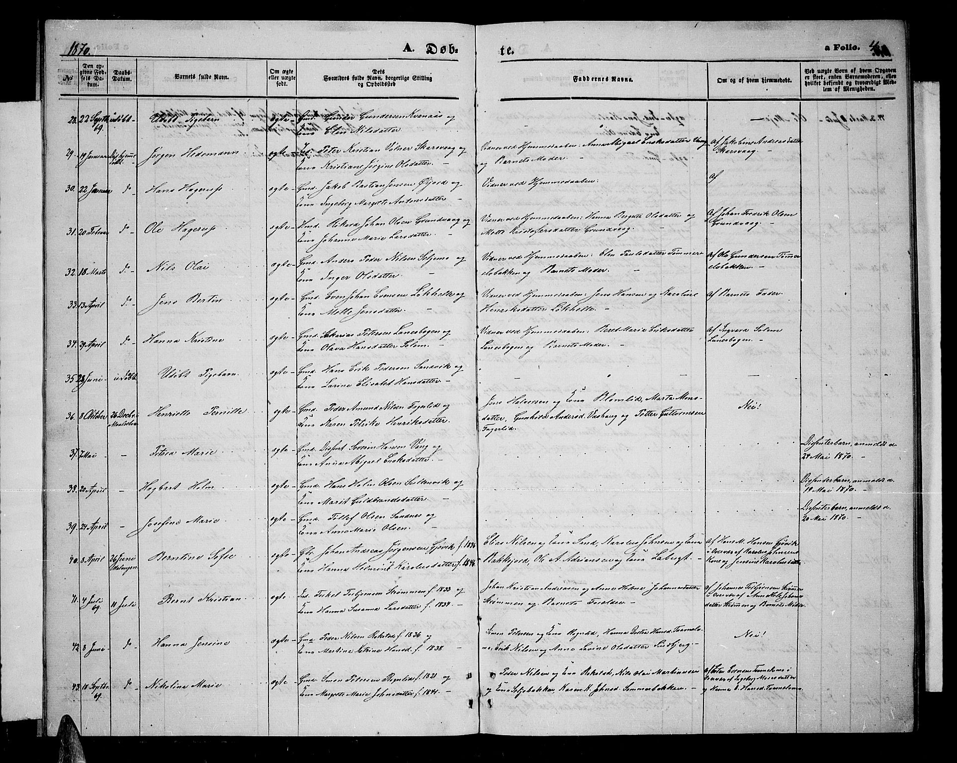 Lenvik sokneprestembete, SATØ/S-1310/H/Ha/Hab/L0005klokker: Parish register (copy) no. 5, 1870-1880, p. 4