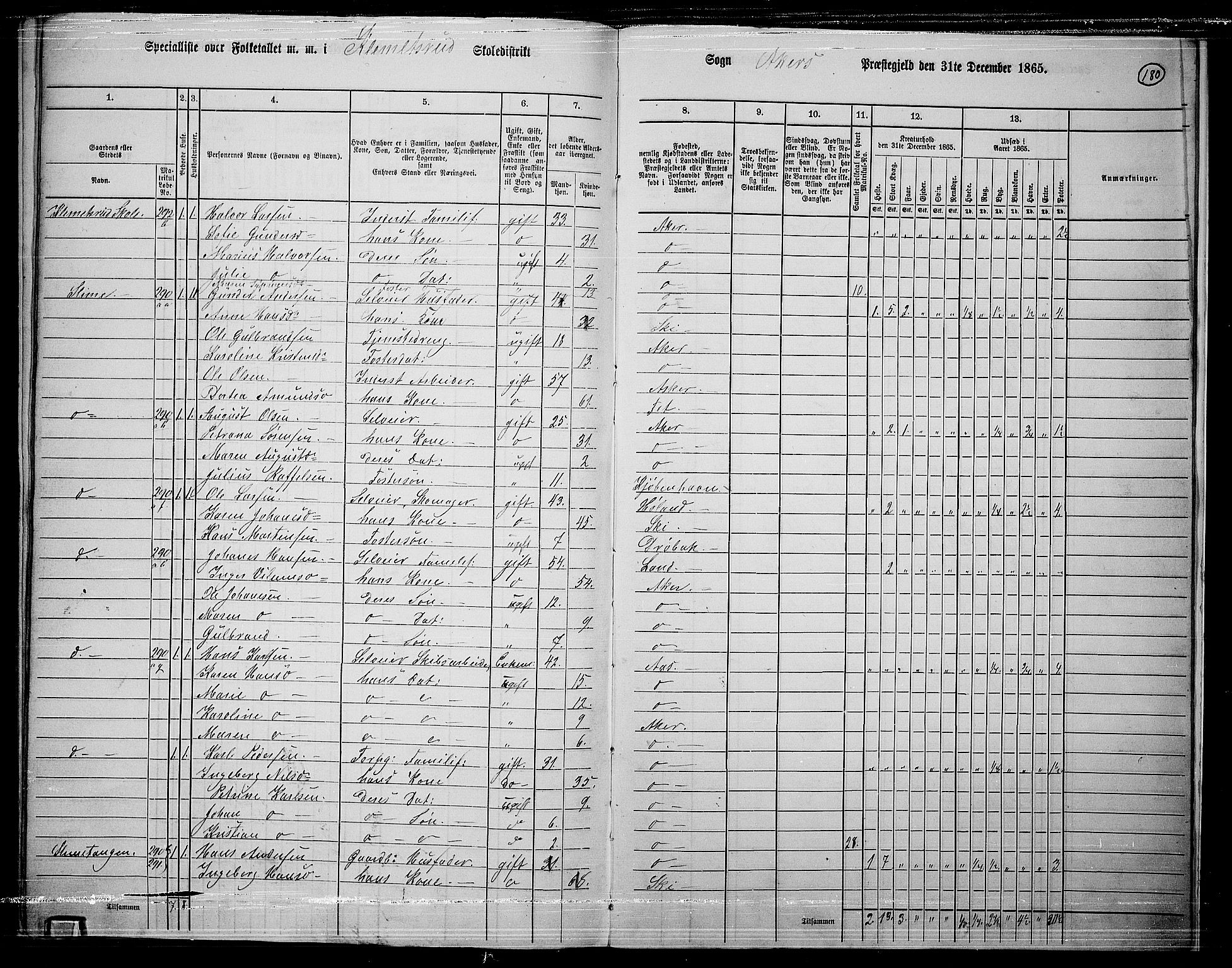 RA, 1865 census for Østre Aker, 1865, p. 398