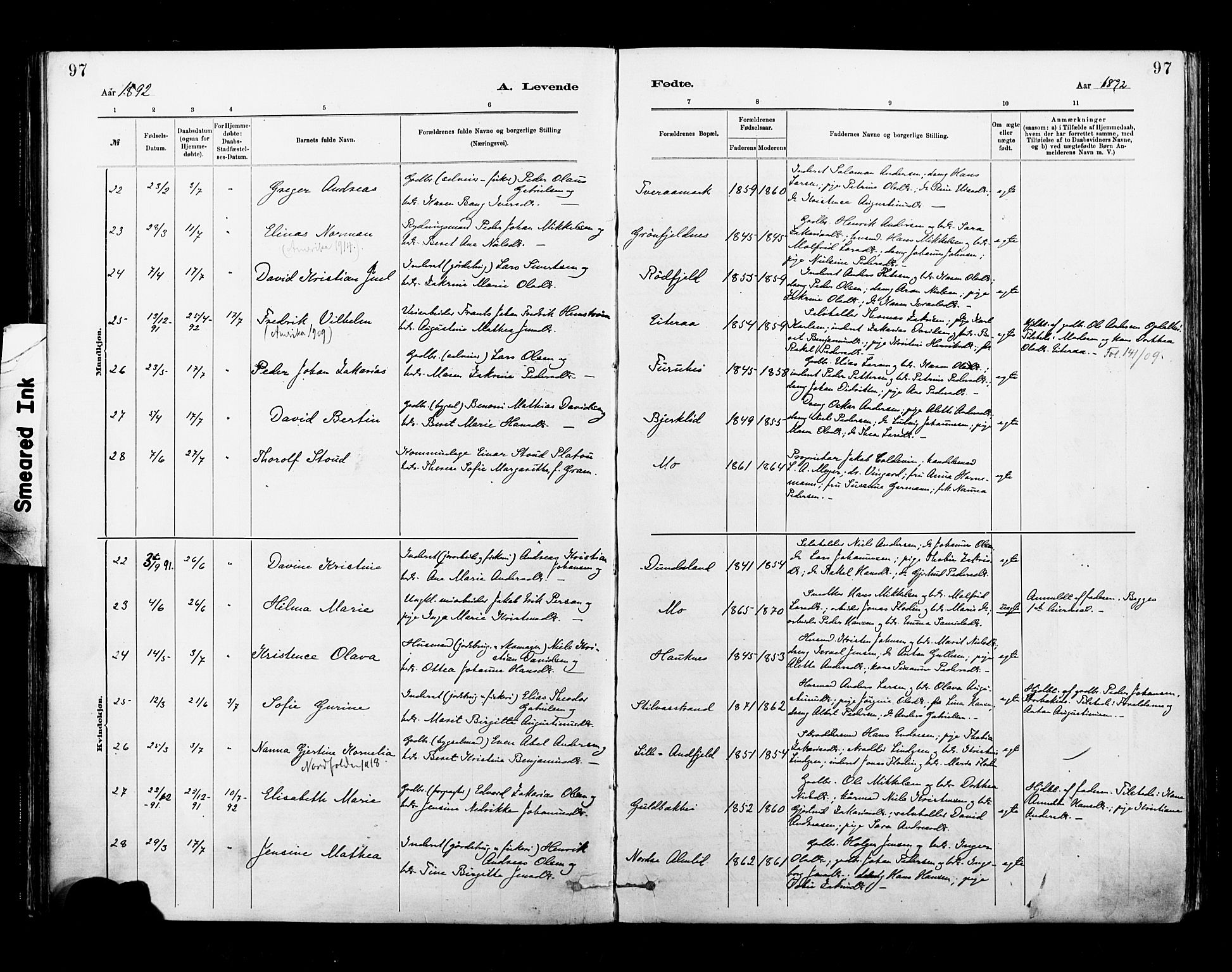 Ministerialprotokoller, klokkerbøker og fødselsregistre - Nordland, AV/SAT-A-1459/827/L0400: Parish register (official) no. 827A12, 1883-1903, p. 97