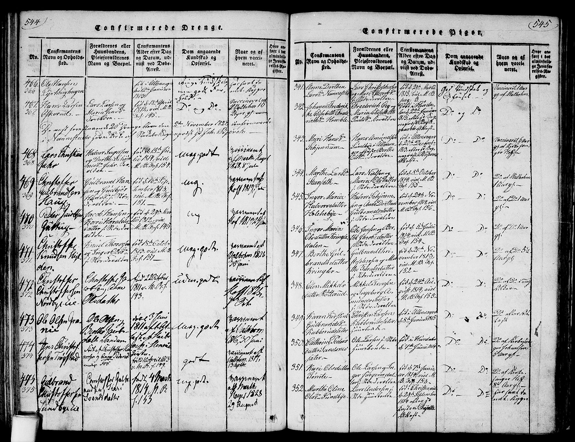 Nannestad prestekontor Kirkebøker, SAO/A-10414a/F/Fa/L0009: Parish register (official) no. I 9, 1815-1840, p. 544-545