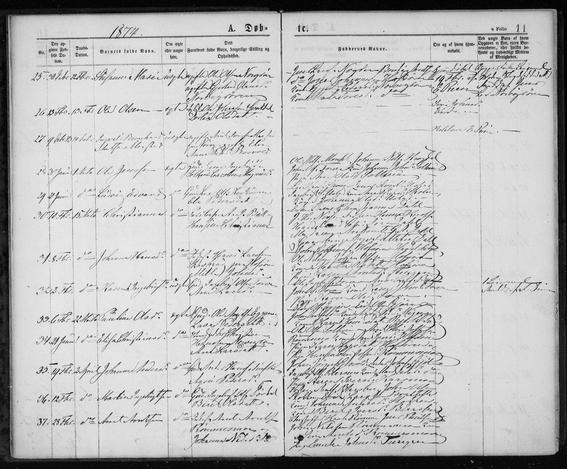 Ministerialprotokoller, klokkerbøker og fødselsregistre - Sør-Trøndelag, SAT/A-1456/668/L0817: Parish register (copy) no. 668C06, 1873-1884, p. 11