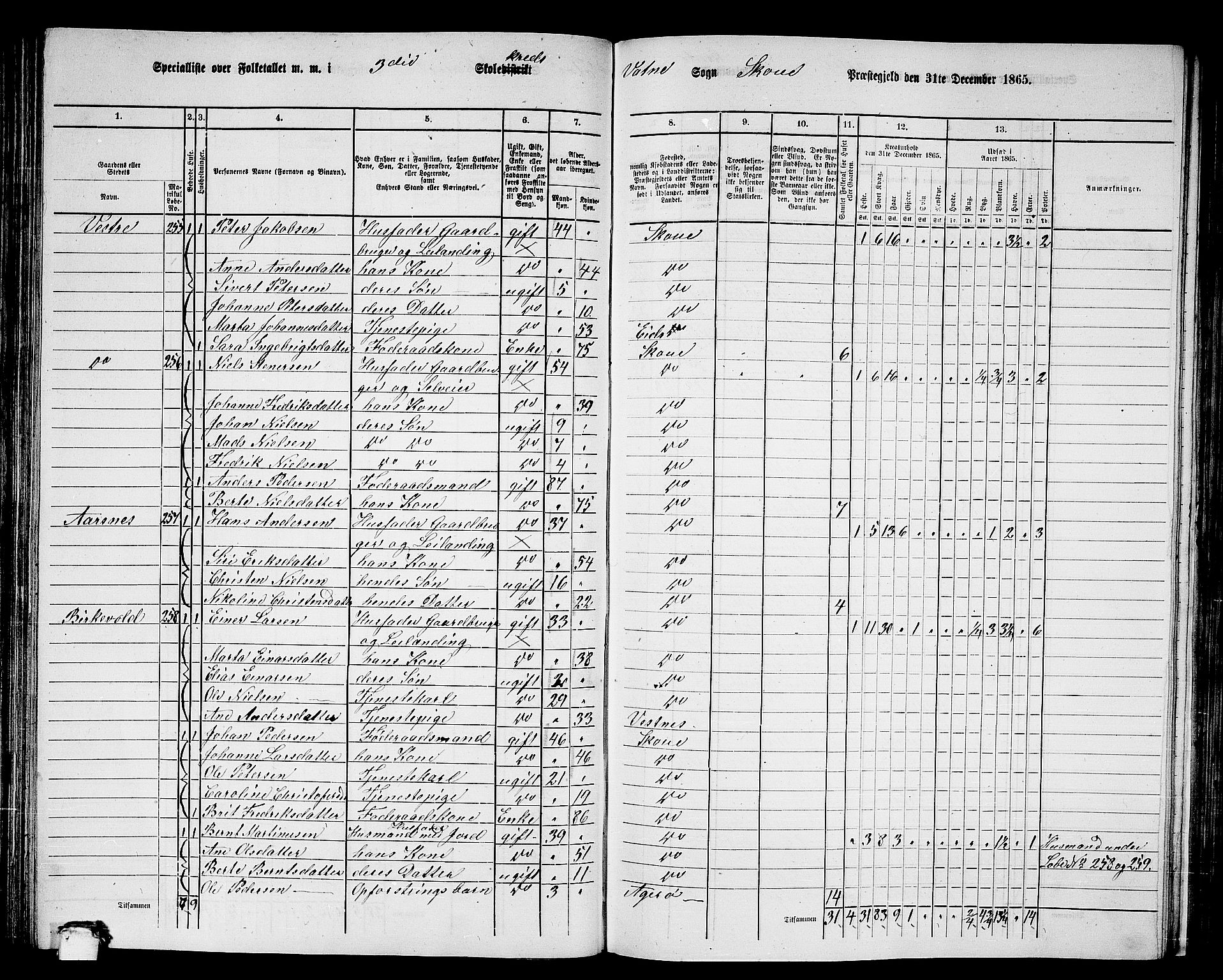 RA, 1865 census for Skodje, 1865, p. 83