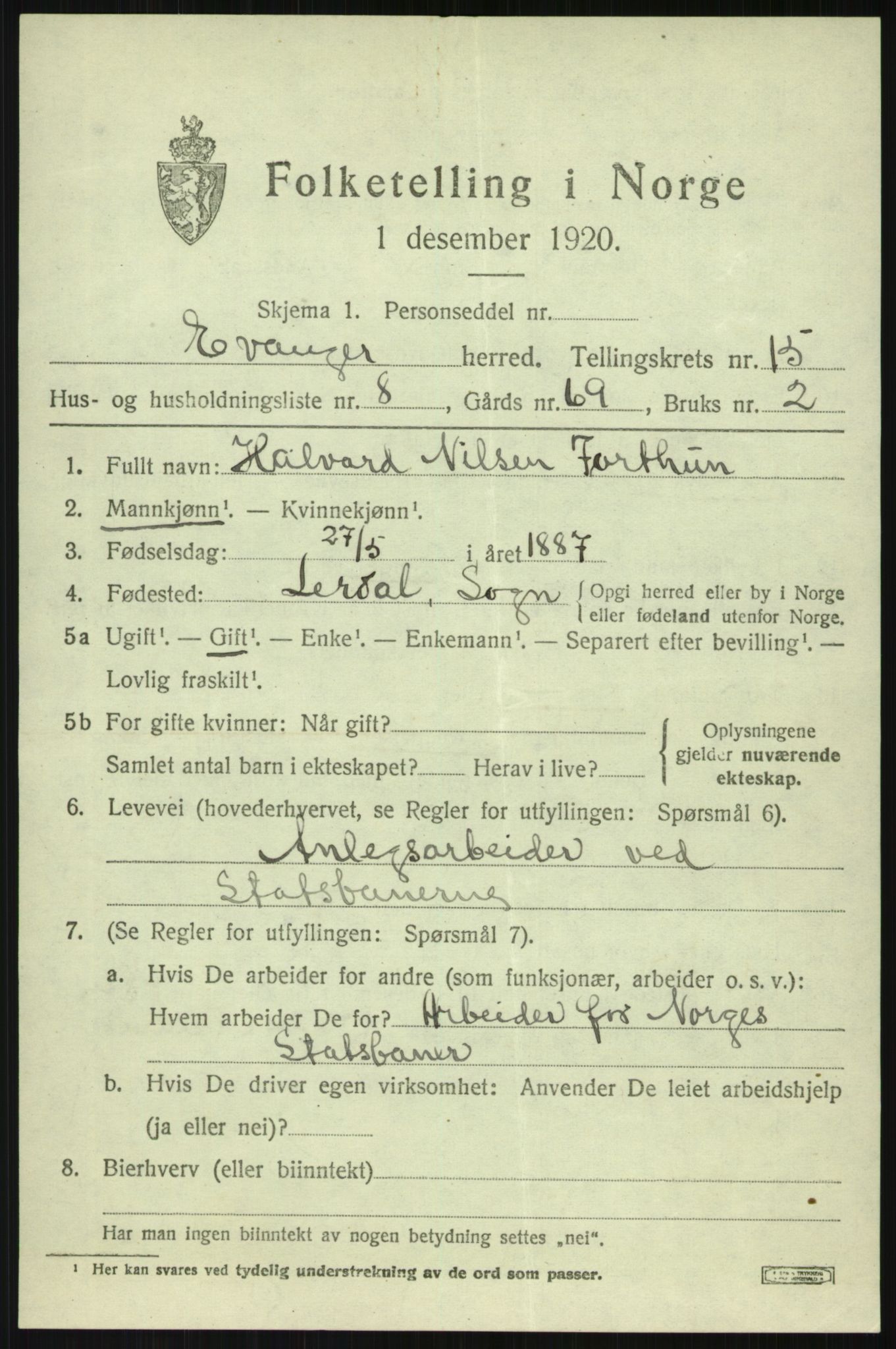 SAB, 1920 census for Evanger, 1920, p. 4231