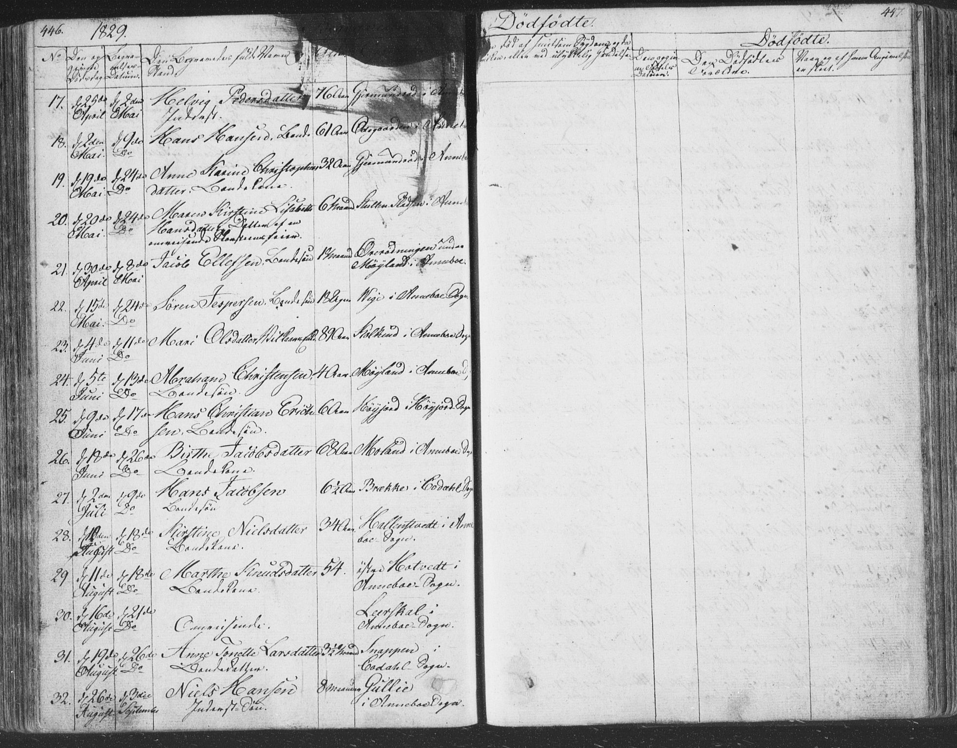 Andebu kirkebøker, AV/SAKO-A-336/F/Fa/L0004: Parish register (official) no. 4, 1829-1856, p. 446-447