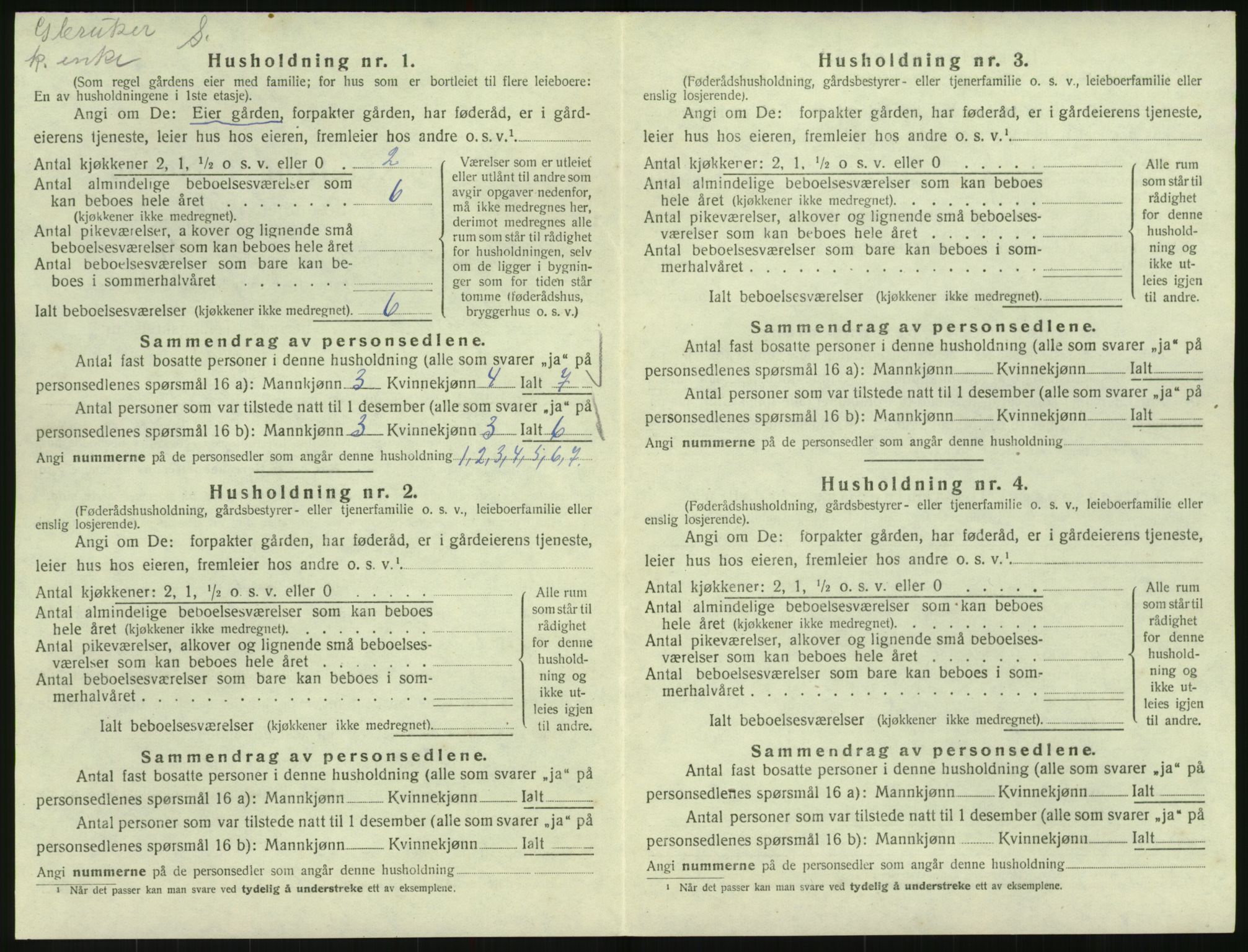 SAK, 1920 census for Vegusdal, 1920, p. 156