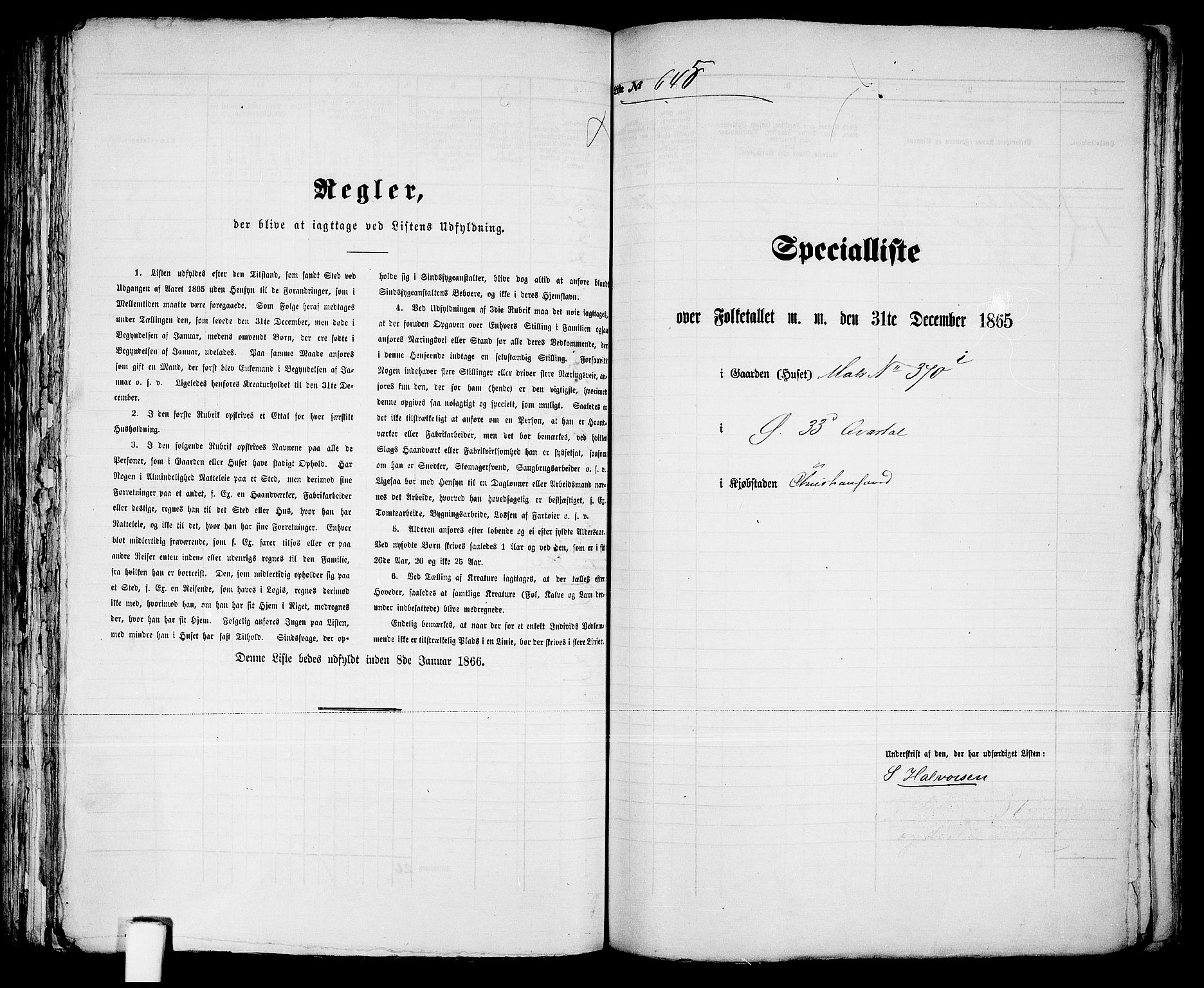 RA, 1865 census for Kristiansand, 1865, p. 1317