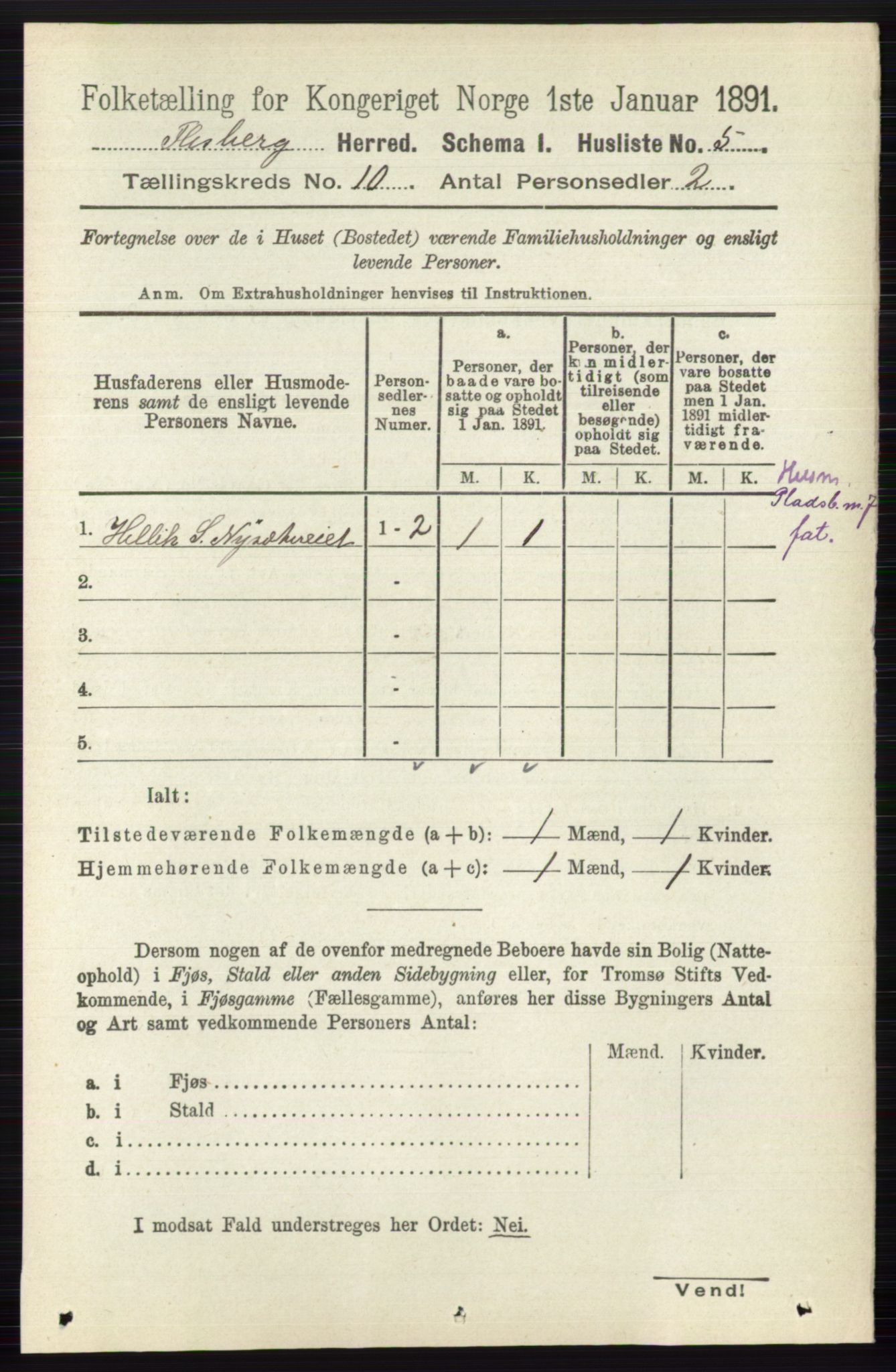 RA, 1891 census for 0631 Flesberg, 1891, p. 1659