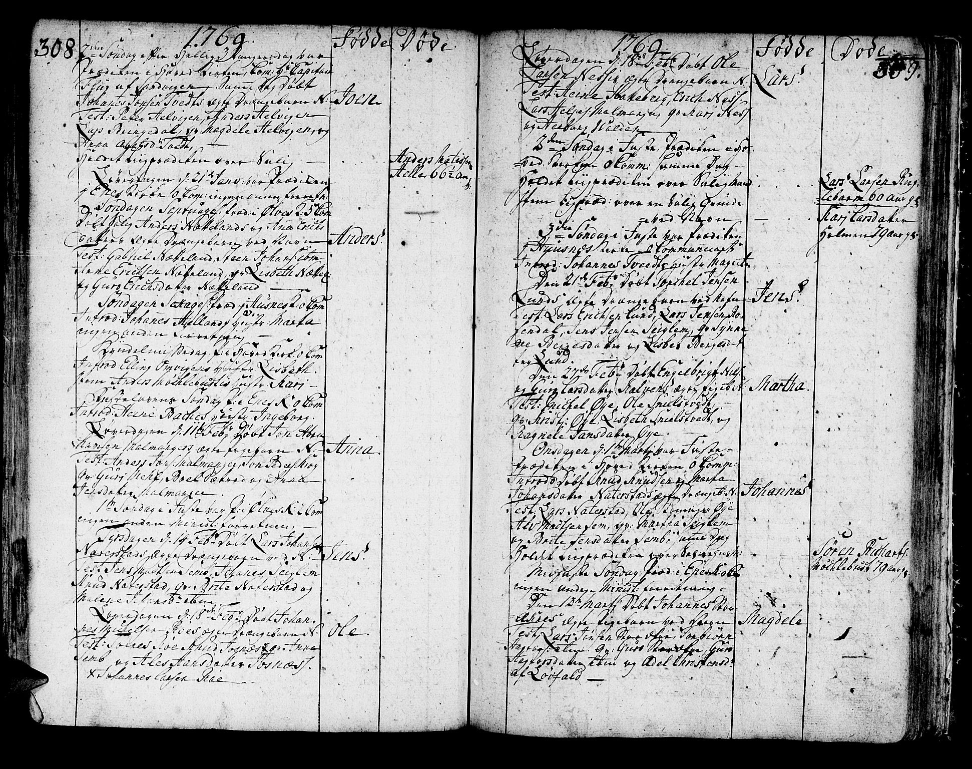 Kvinnherad sokneprestembete, SAB/A-76401/H/Haa: Parish register (official) no. A 3, 1754-1777, p. 308-309