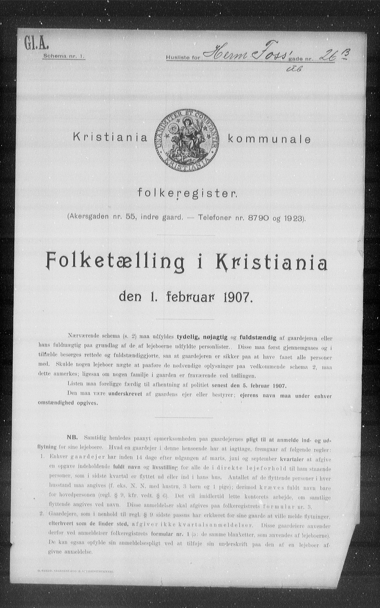 OBA, Municipal Census 1907 for Kristiania, 1907, p. 20106