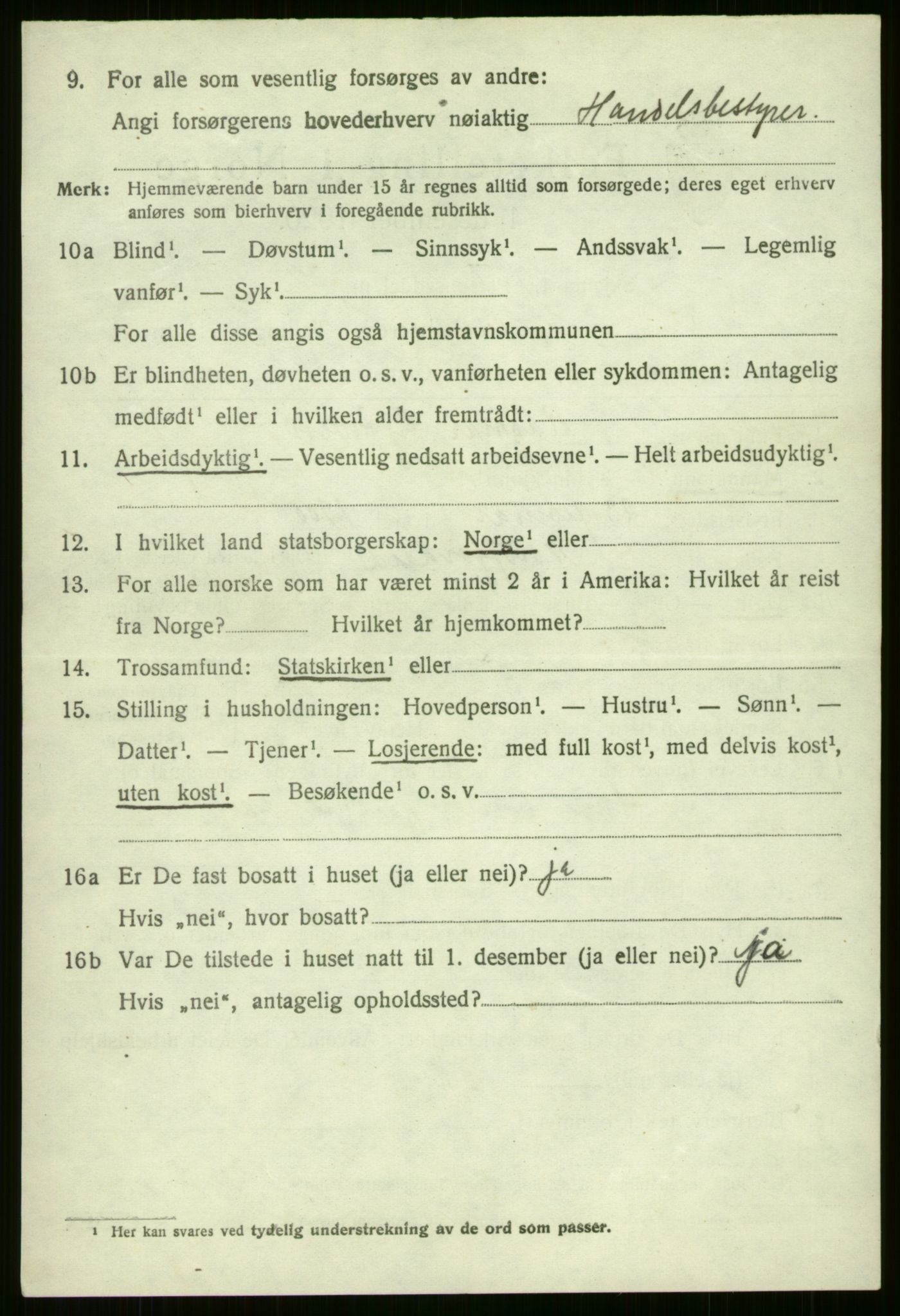 SAB, 1920 census for Voss, 1920, p. 5916