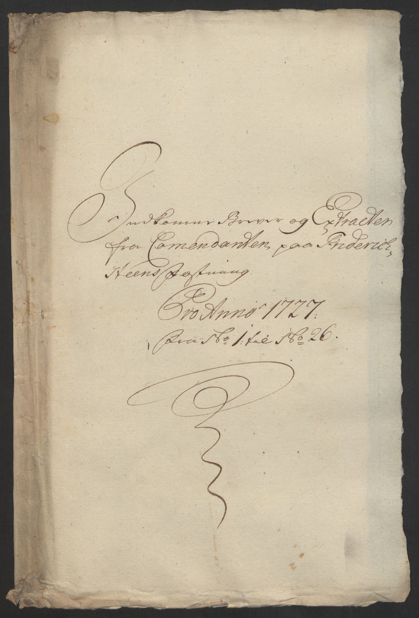 Kommanderende general (KG I) med Det norske krigsdirektorium, AV/RA-EA-5419/D/L0153: Fredriksten festning: Brev, inventarfortegnelser og regnskapsekstrakter, 1724-1729, p. 410