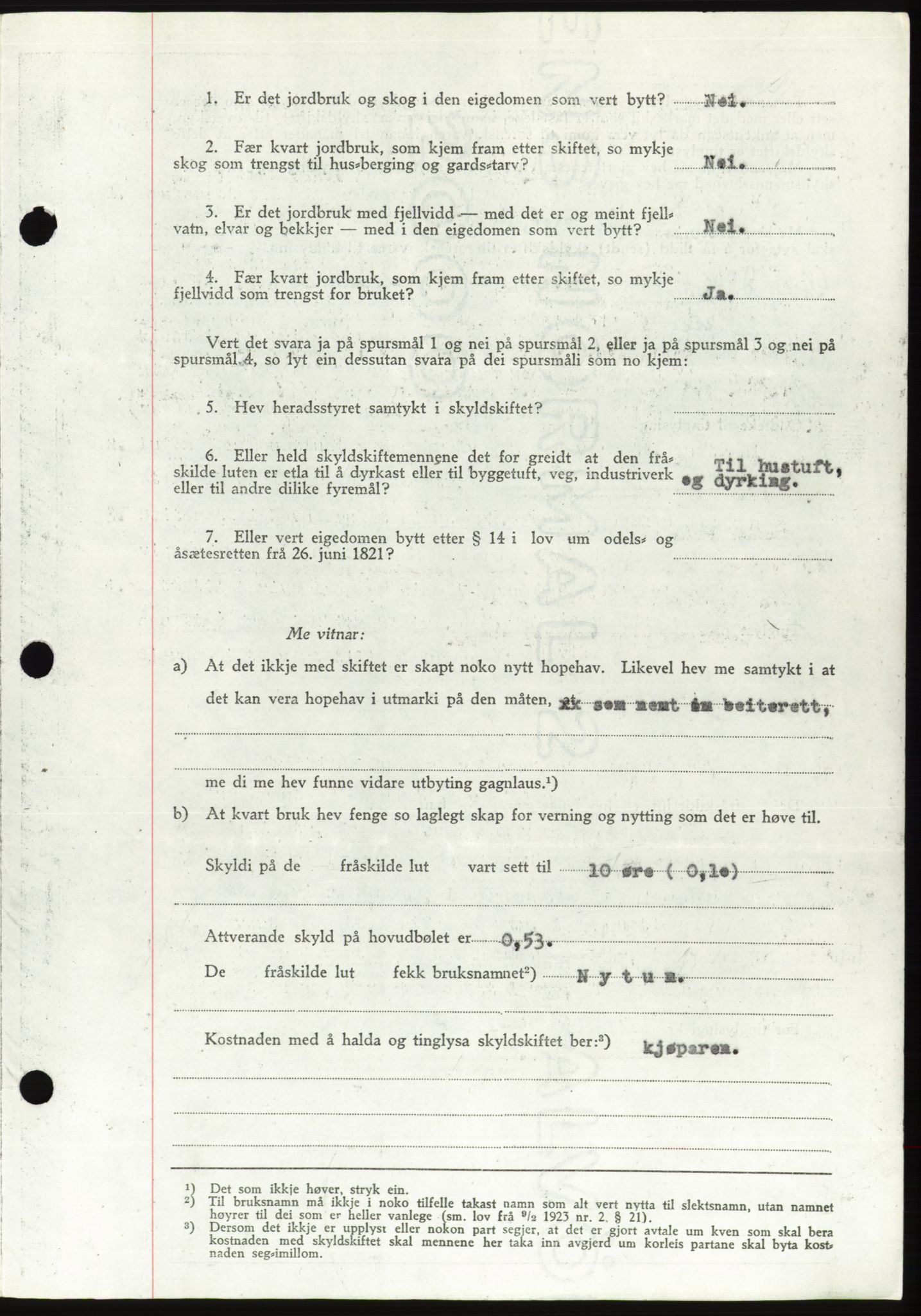 Søre Sunnmøre sorenskriveri, AV/SAT-A-4122/1/2/2C/L0078: Mortgage book no. 4A, 1946-1946, Diary no: : 664/1946