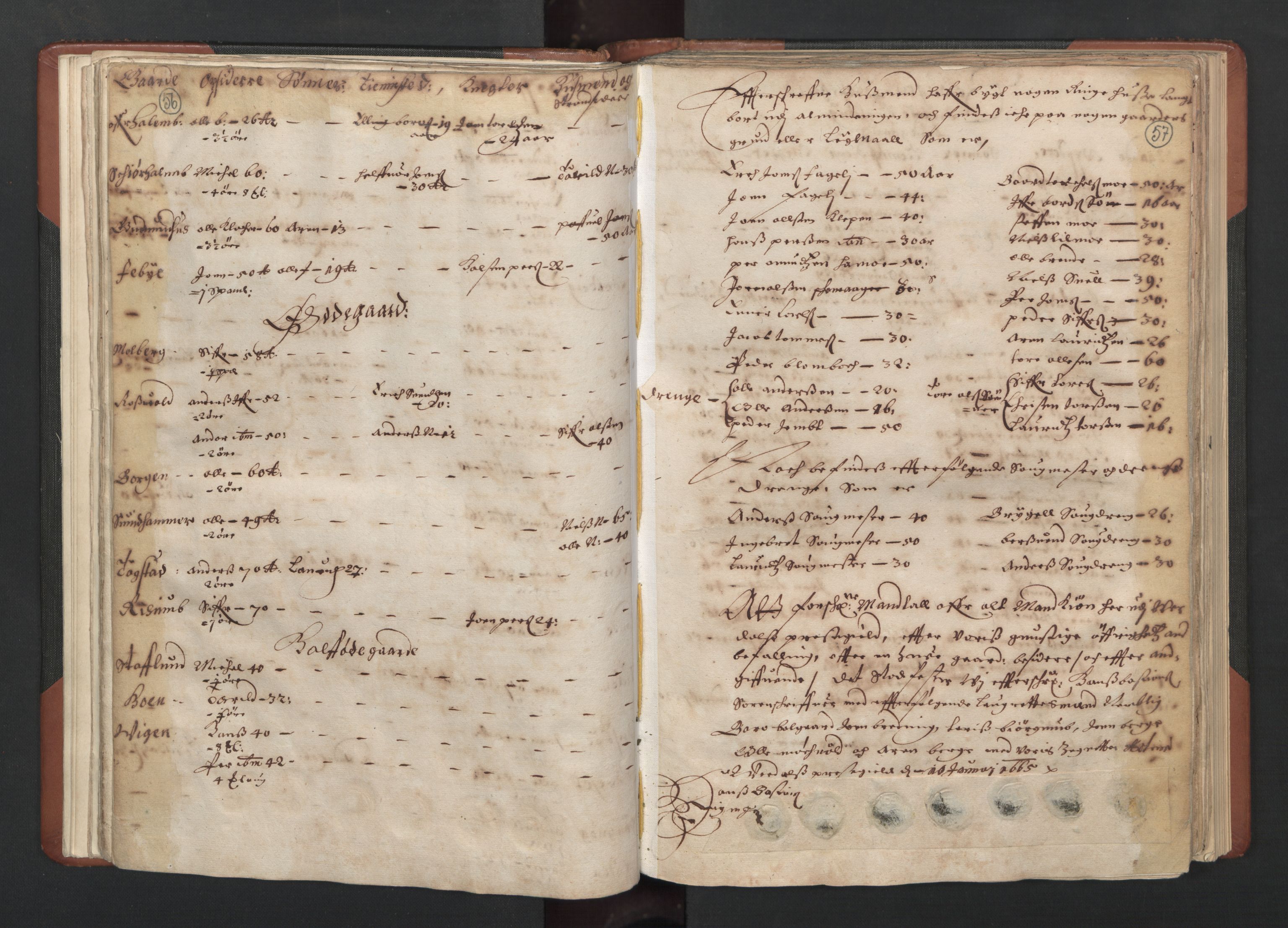 RA, Bailiff's Census 1664-1666, no. 19: Fosen fogderi, Inderøy fogderi, Selbu fogderi, Namdal fogderi and Stjørdal fogderi, 1664-1665, p. 56-57