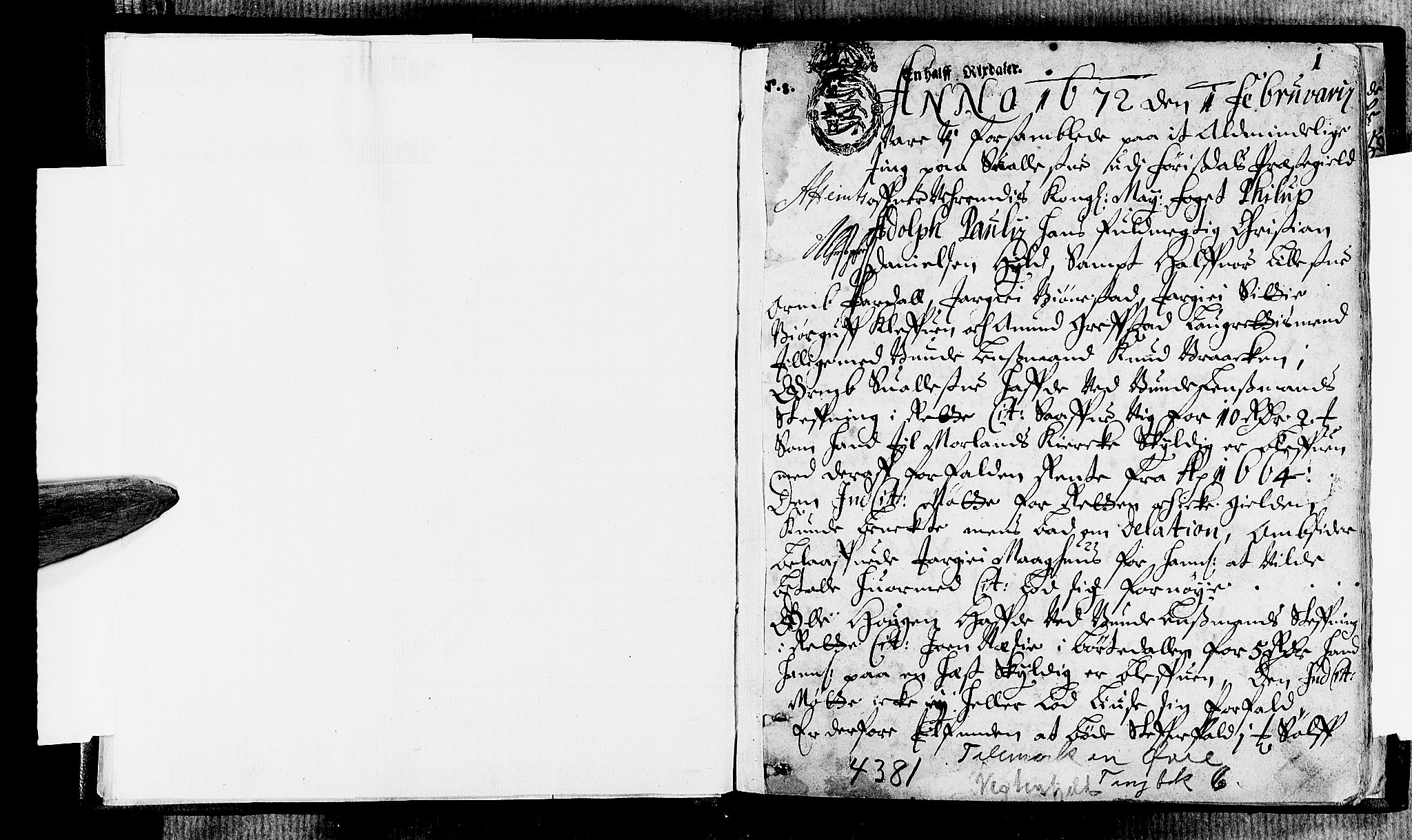 Vest-Telemark sorenskriveri, AV/SAKO-A-134/F/Fa/L0006: Tingbok, 1672, p. 1