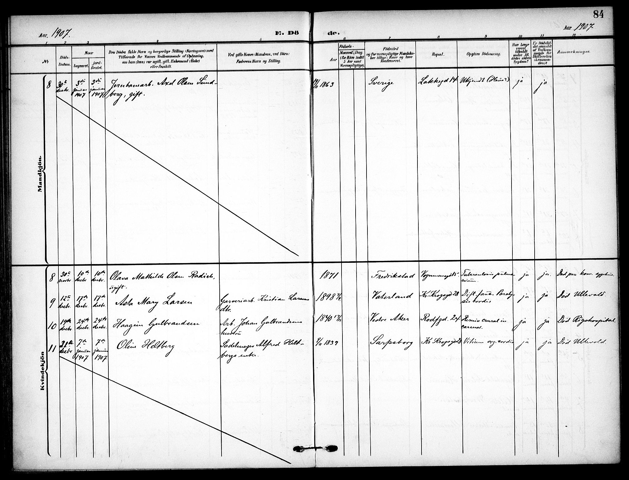 Vaterland prestekontor Kirkebøker, AV/SAO-A-10880/F/Fa/L0002: Parish register (official) no. 2, 1907-1921, p. 84