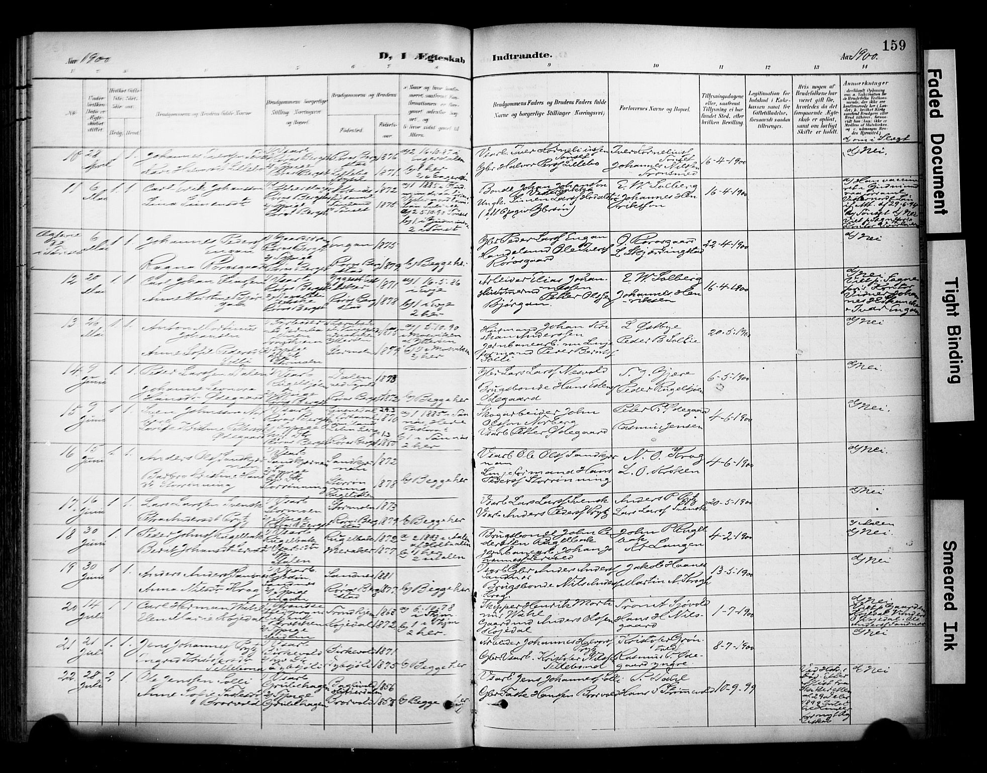 Ministerialprotokoller, klokkerbøker og fødselsregistre - Sør-Trøndelag, AV/SAT-A-1456/681/L0936: Parish register (official) no. 681A14, 1899-1908, p. 159