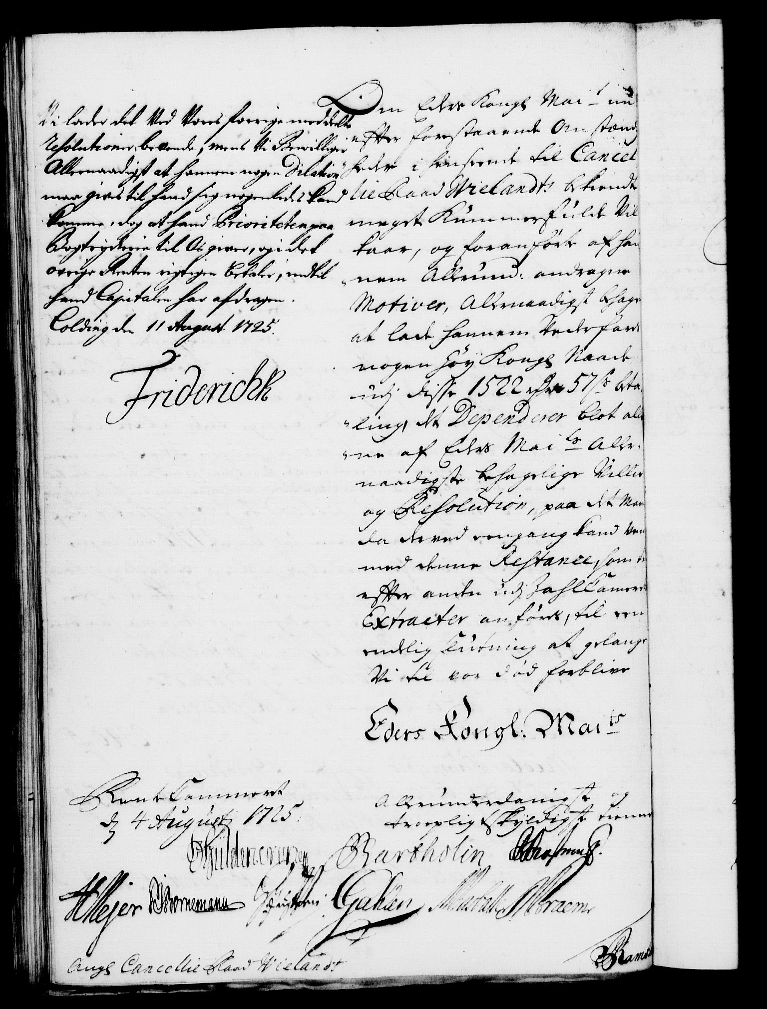 Rentekammeret, Kammerkanselliet, RA/EA-3111/G/Gf/Gfa/L0008: Norsk relasjons- og resolusjonsprotokoll (merket RK 52.8), 1725, p. 694