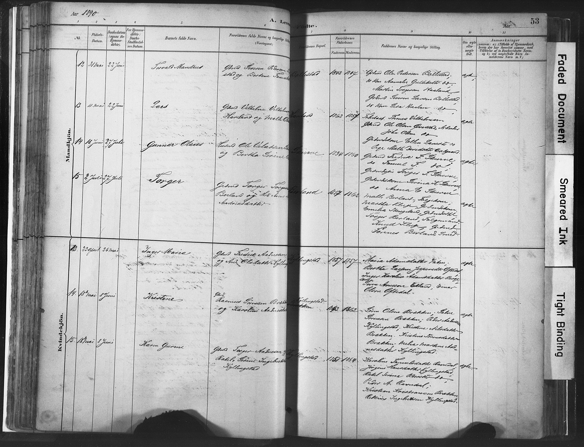 Lye sokneprestkontor, AV/SAST-A-101794/001/30BA/L0010: Parish register (official) no. A 10, 1881-1896, p. 53