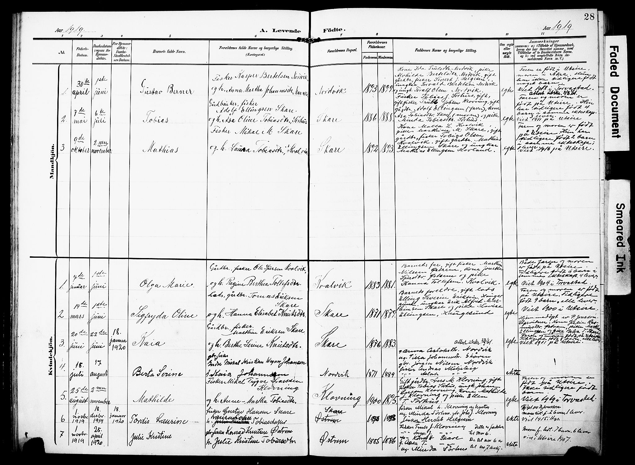 Torvastad sokneprestkontor, AV/SAST-A -101857/H/Ha/Haa/L0018: Parish register (official) no. A 17, 1903-1925, p. 28