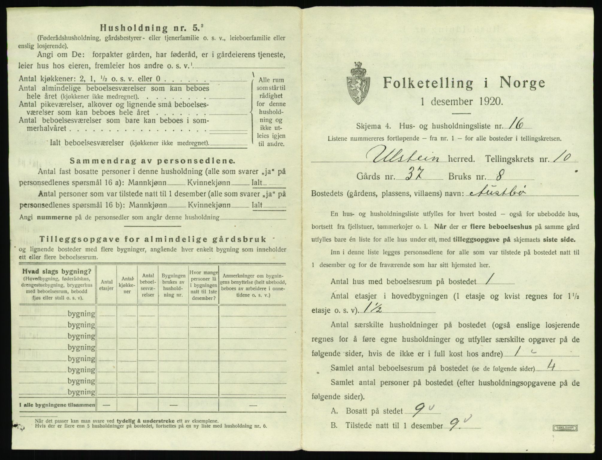 SAT, 1920 census for Ulstein, 1920, p. 688