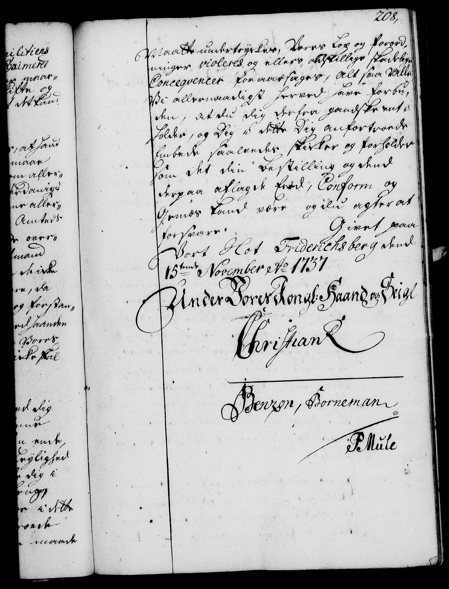 Rentekammeret, Kammerkanselliet, RA/EA-3111/G/Gg/Ggi/L0002: Norsk instruksjonsprotokoll med register (merket RK 53.35), 1729-1751, p. 208