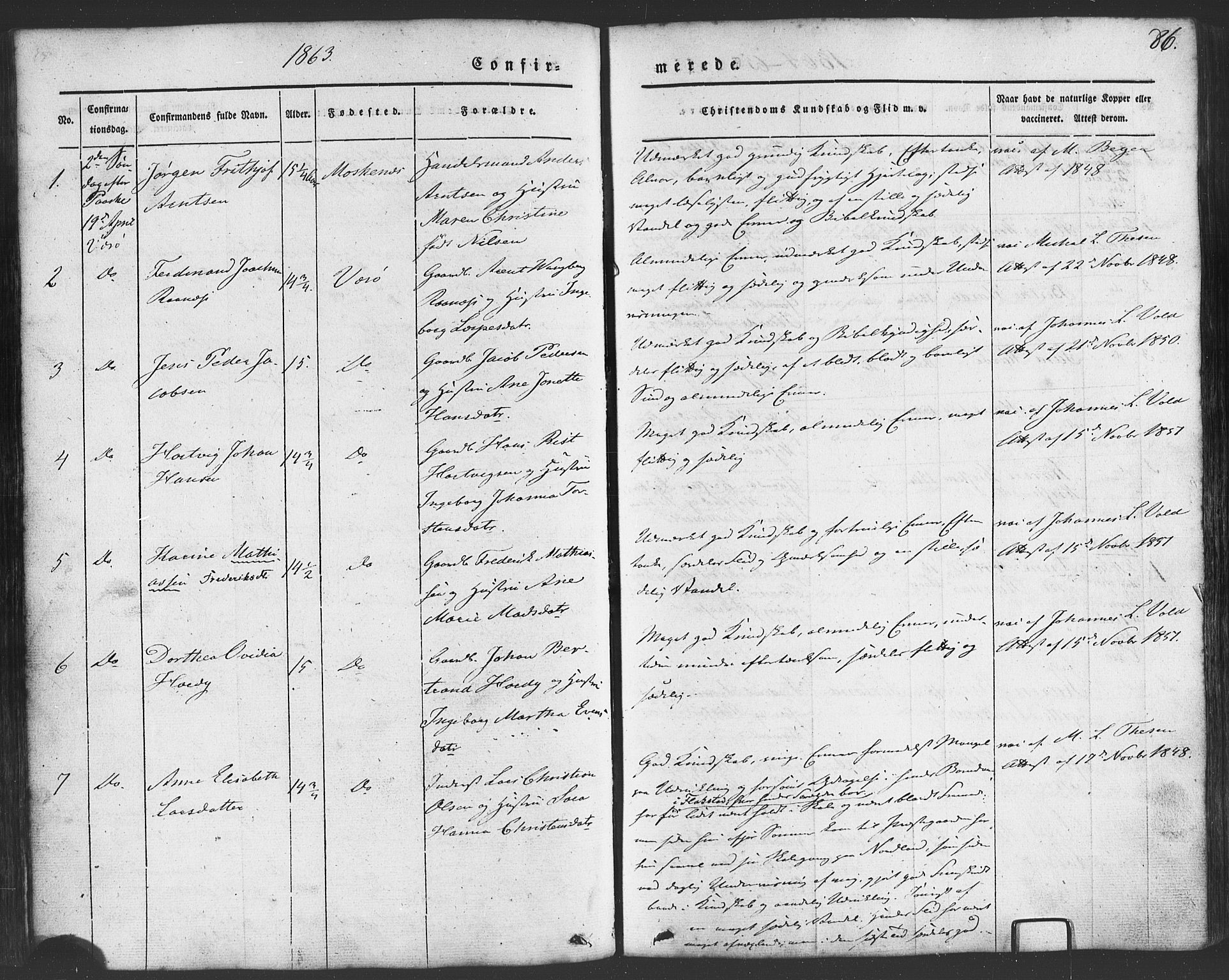 Ministerialprotokoller, klokkerbøker og fødselsregistre - Nordland, AV/SAT-A-1459/807/L0121: Parish register (official) no. 807A04, 1846-1879, p. 86