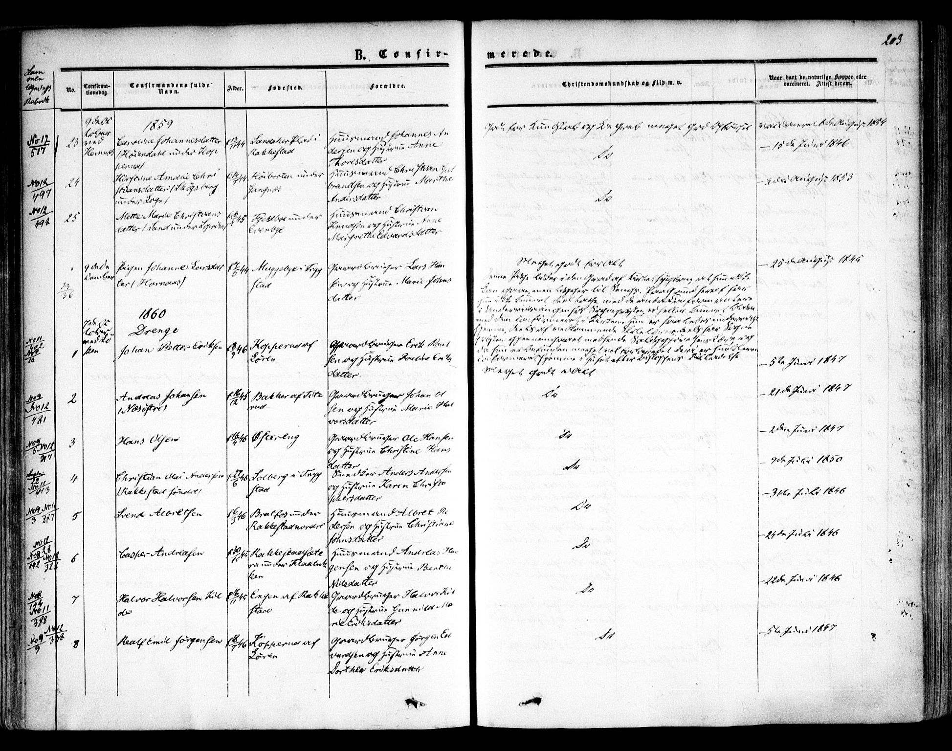 Høland prestekontor Kirkebøker, SAO/A-10346a/F/Fa/L0010: Parish register (official) no. I 10, 1854-1861, p. 203