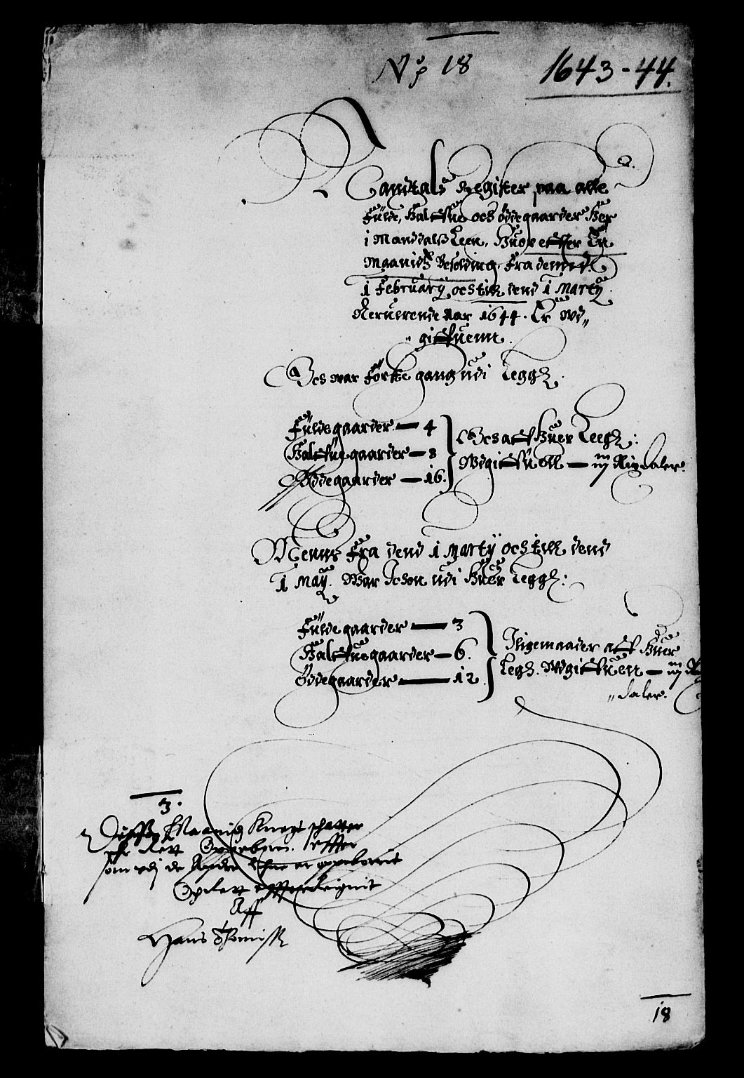 Rentekammeret inntil 1814, Reviderte regnskaper, Lensregnskaper, AV/RA-EA-5023/R/Rb/Rbq/L0034: Nedenes len. Mandals len. Råbyggelag., 1643-1646